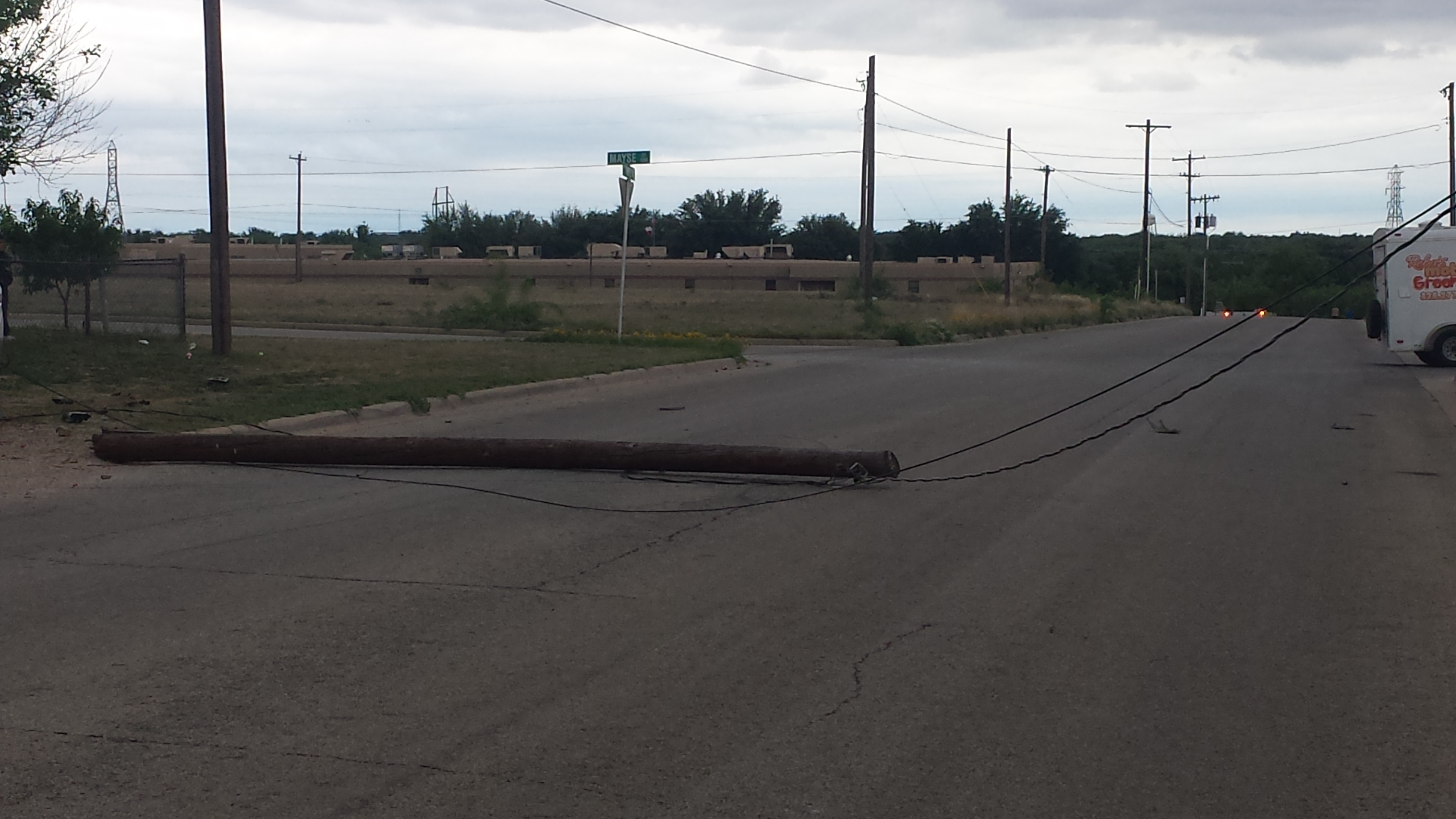 The pole Shaffer drove into on Maize and S.Irene St. (LIVE! photo/Amanda Henson) The pole Shaffer drove into on Maize and S.Irene St. (LIVE! photo/Amanda Henson)