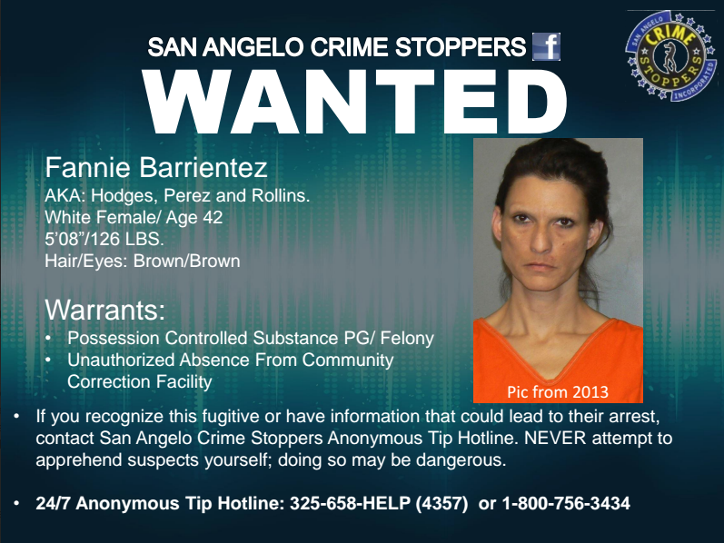 Fannie Barrientez is the Crime Stoppers Fugitive of the Week through April 7. (Photo/TGCJ) Fannie Barrientez is the Crime Stoppers Fugitive of the Week through April 7. (Photo/TGCJ)