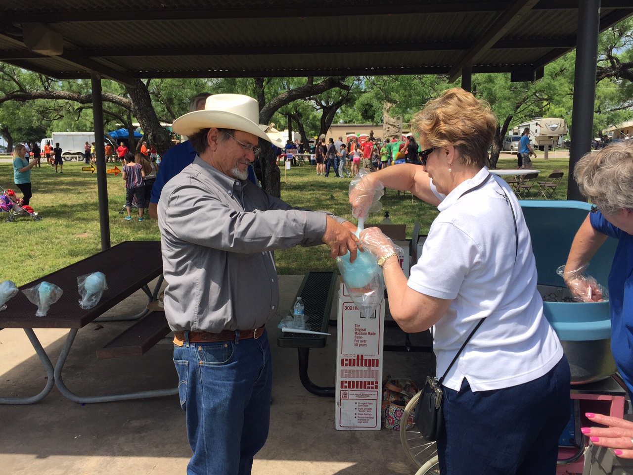 Mayor Morisson and Dr.Carol Ann Bonds man the cotton candy stand st Goodfellow Appreciation Day (LIVE! photo/Amanda Henson) Mayor Morisson and Dr.Carol Ann Bonds man the cotton candy stand st Goodfellow Appreciation Day (LIVE! photo/Amanda Henson)