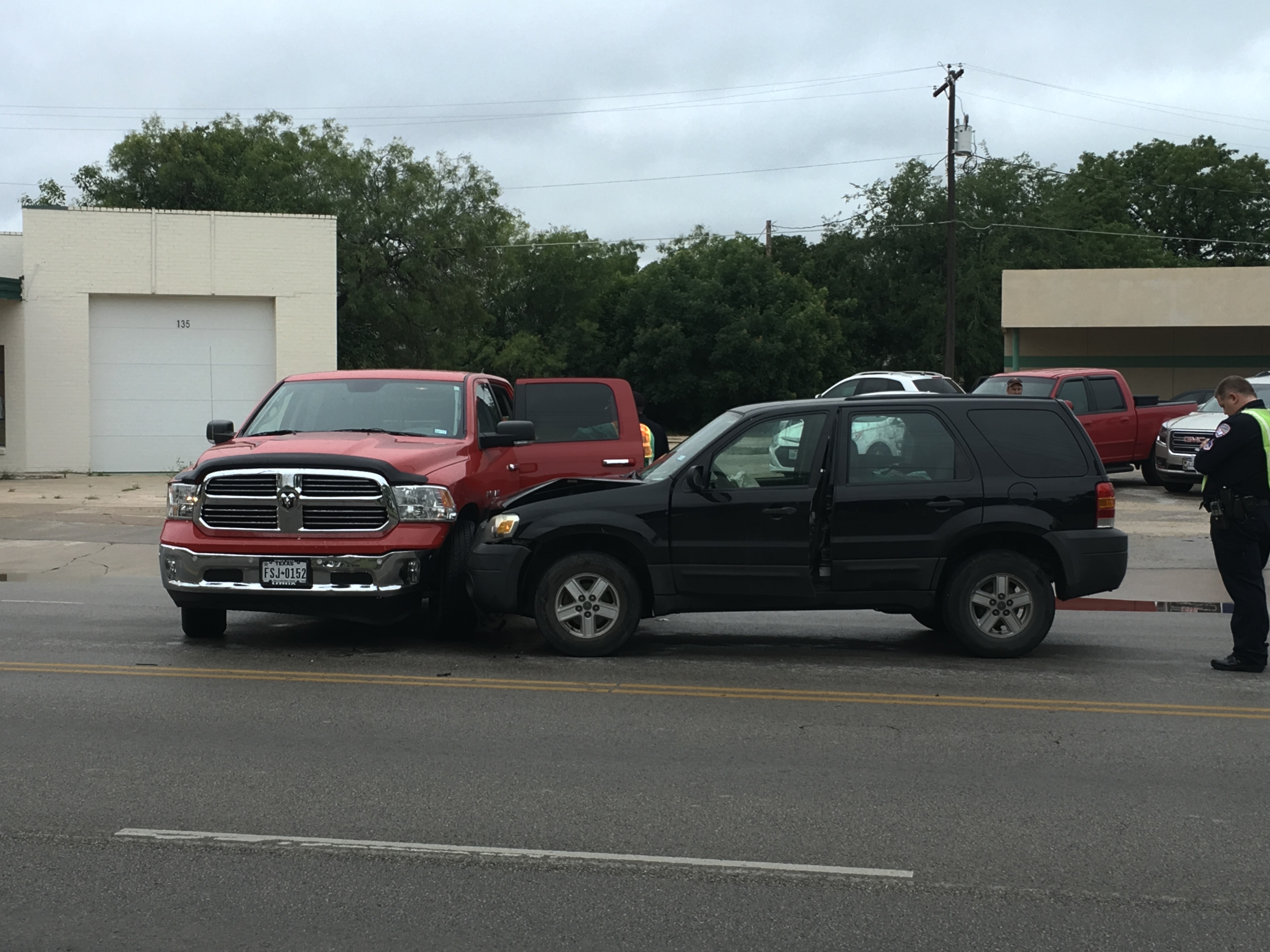A Dodge and Ford collide on Paint Rock Road. (LIVE! Photo/Stephanie Lindgren) A Dodge and Ford collide on Paint Rock Road. (LIVE! Photo/Stephanie Lindgren)