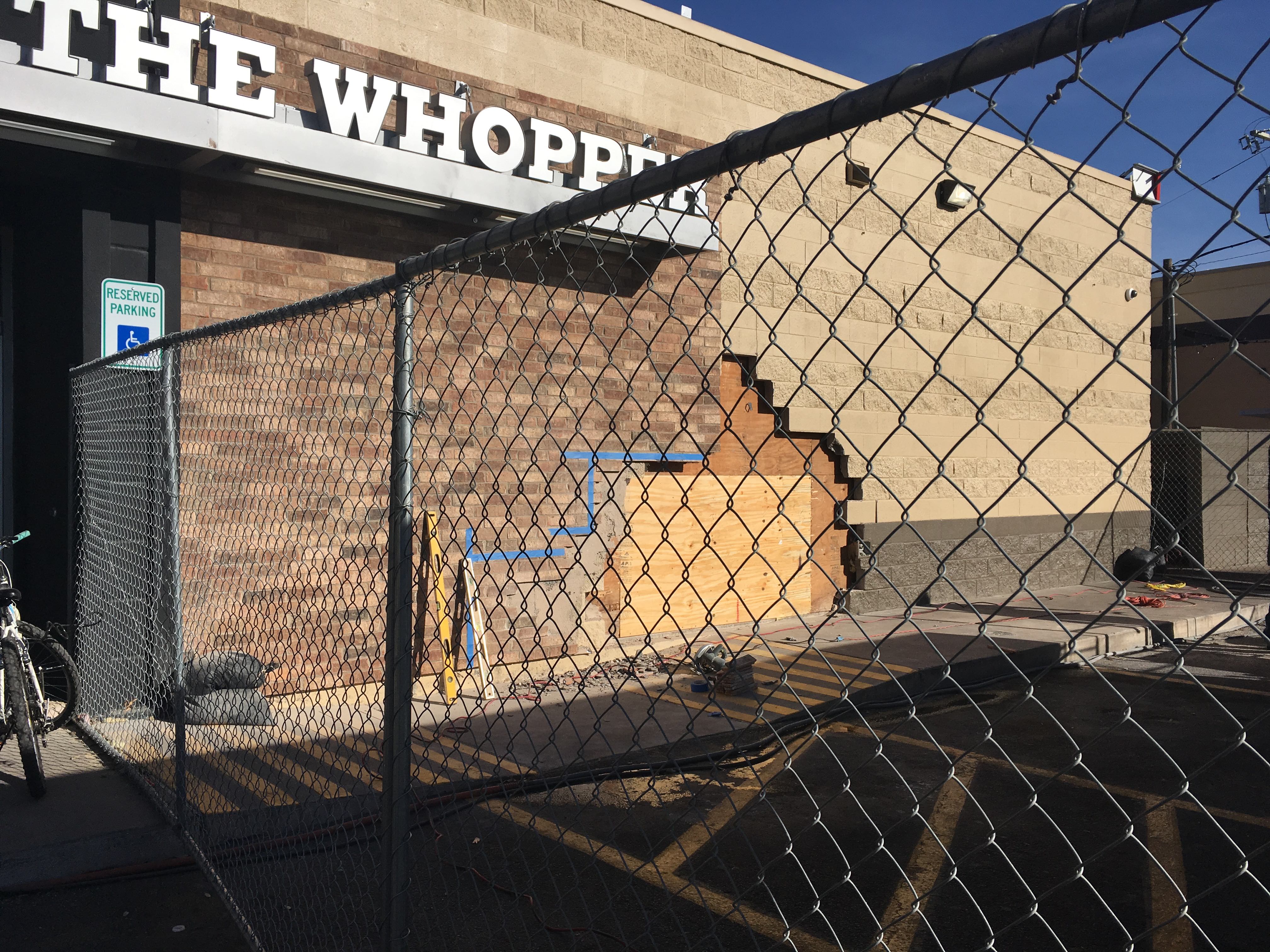 Burger King is working hard to finish construction on the east side wall. (Photo/LIVE: Maura Ballard)
