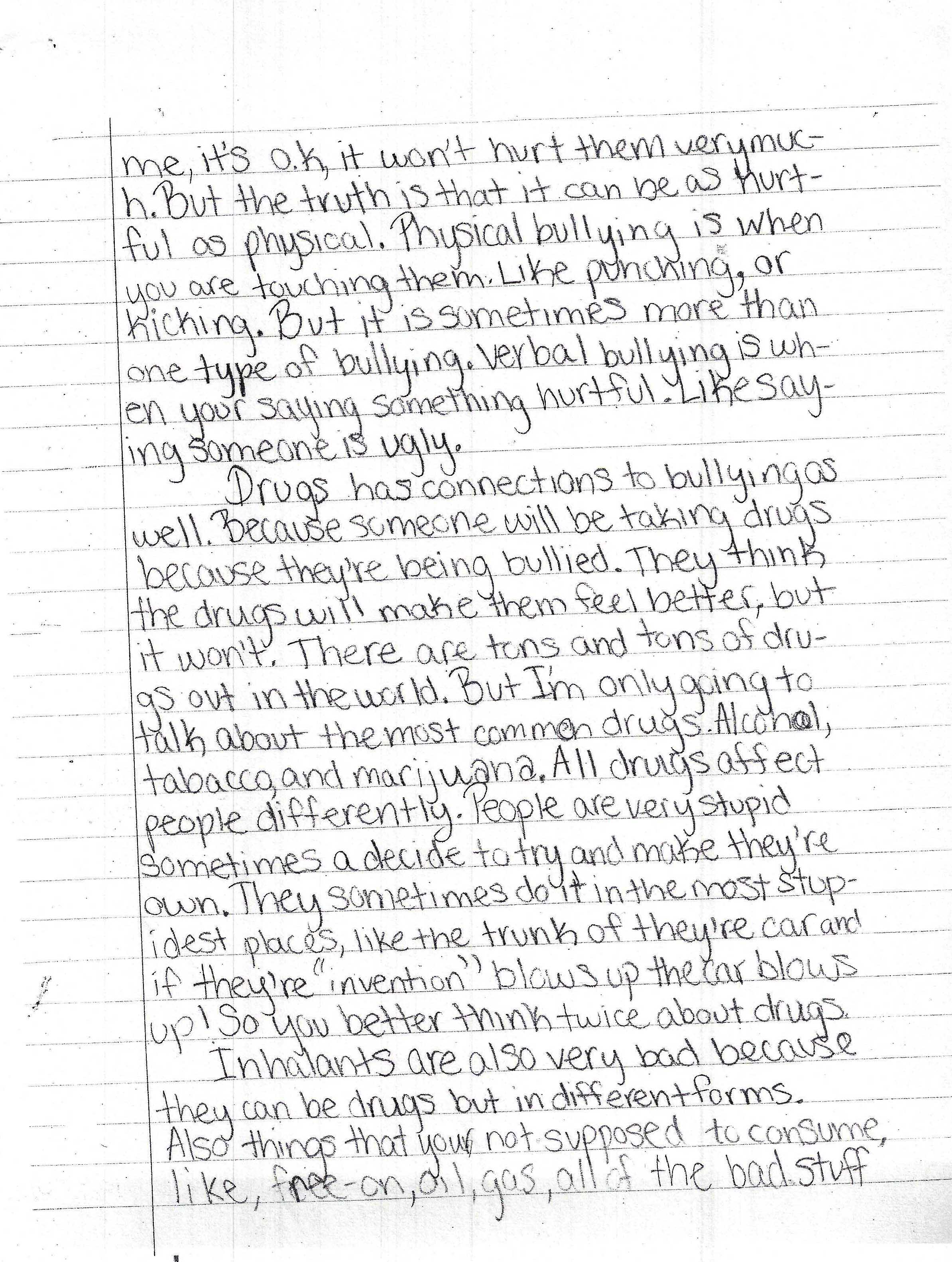 Essay of bully in the school