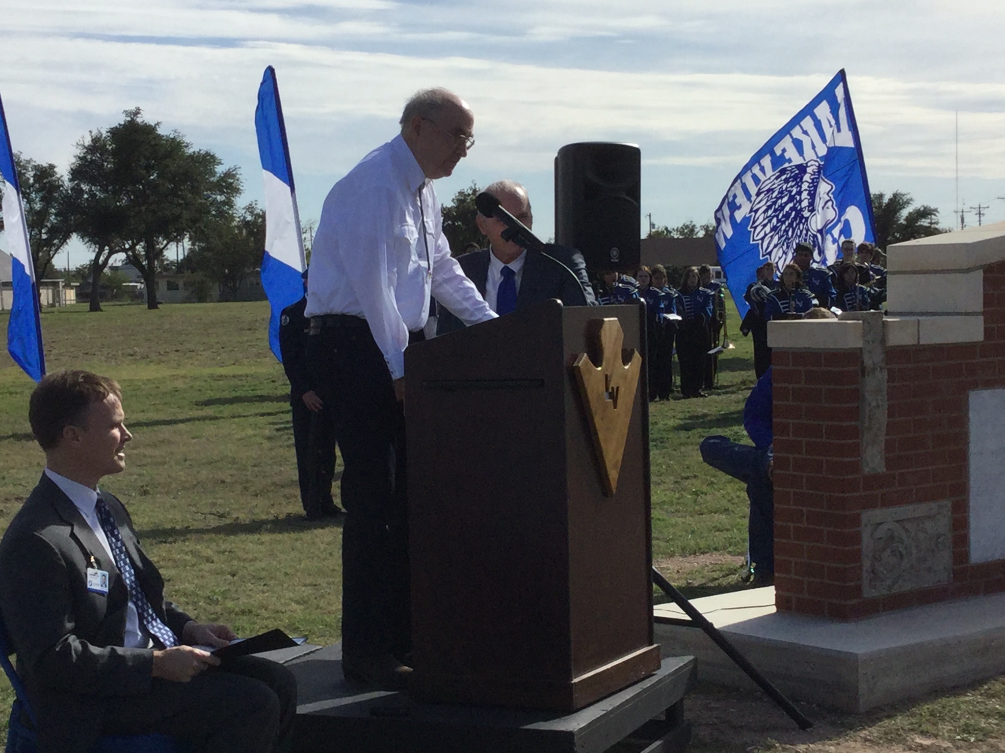Duane Helweg speaks at Lake View Monument Dedication. (LIVE! Photo\Brandy Ramirez) Duane Helweg speaks at Lake View Monument Dedication. (LIVE! Photo\Brandy Ramirez)