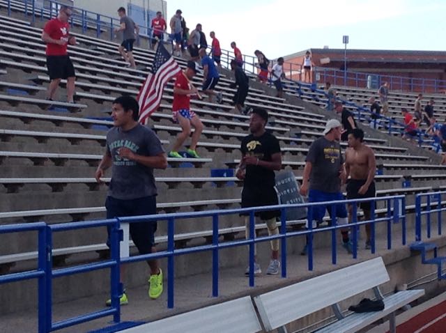 Team RWB, a veteran's organization that promotes community involvement through physical activity, hosted the Third Annual 9/11 Memorial Climb at the San Angelo Stadium on September 9, 2015.(LIVE! Photo\Brandy Rae Ramirez) Team RWB, a veteran's organization that promotes community involvement through physical activity, hosted the Third Annual 9/11 Memorial Climb at the San Angelo Stadium on September 9, 2015.(LIVE! Photo\Brandy Rae Ramirez)