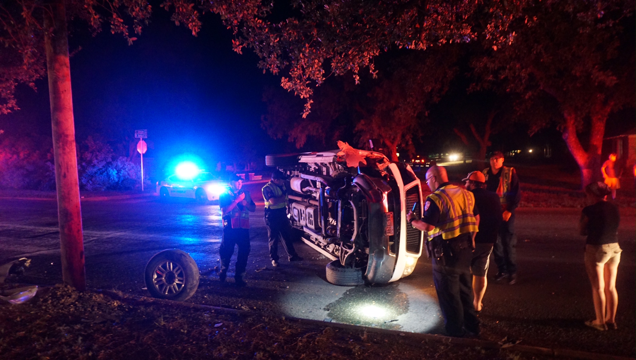 Rollover crash on S. Johnson at Avenue K on April 20, 2015. (LIVE! Photo/John Basquez)