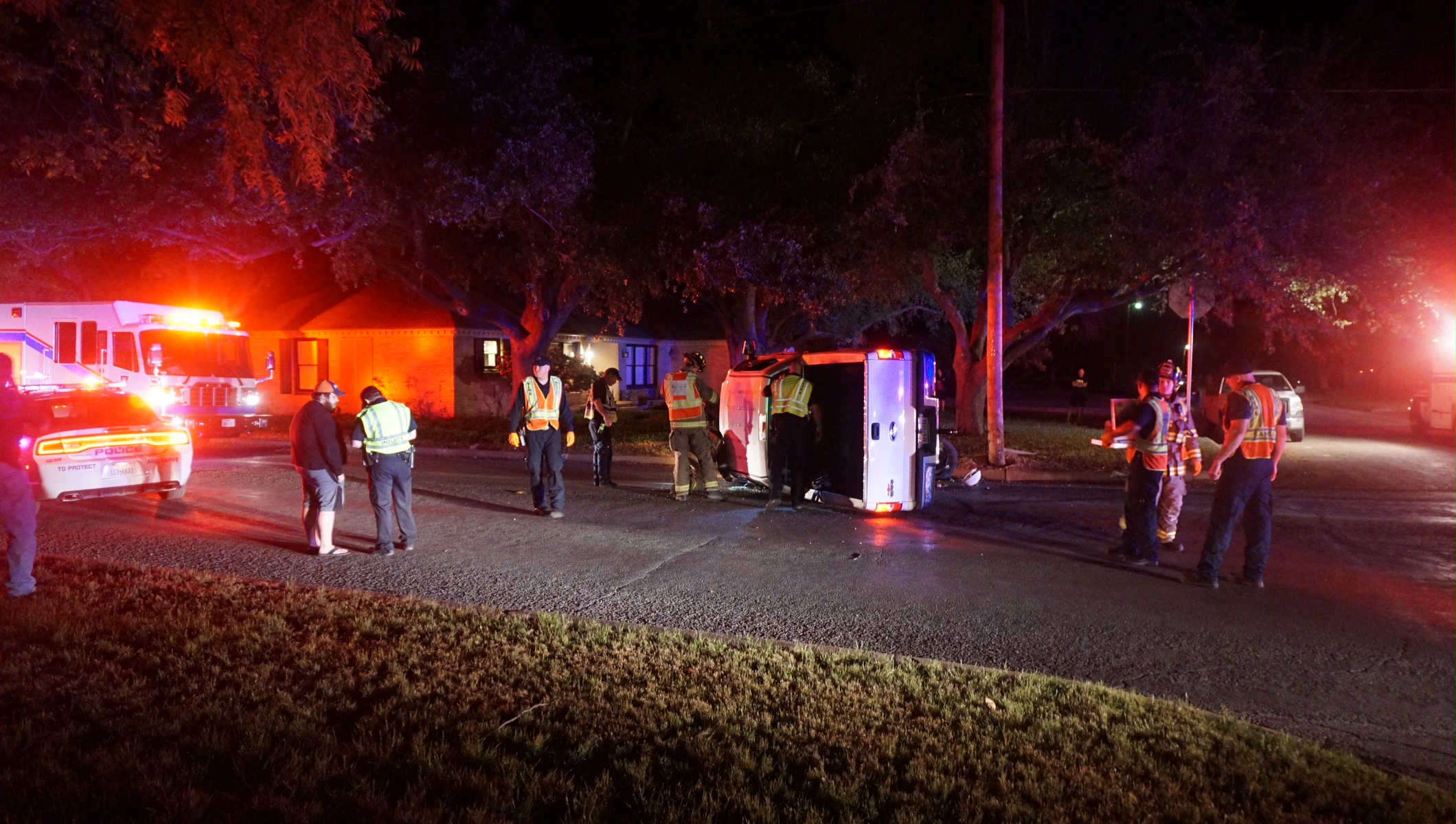 Rollover crash on S. Johnson at Avenue K on April 20, 2015. (LIVE! Photo/John Basquez)