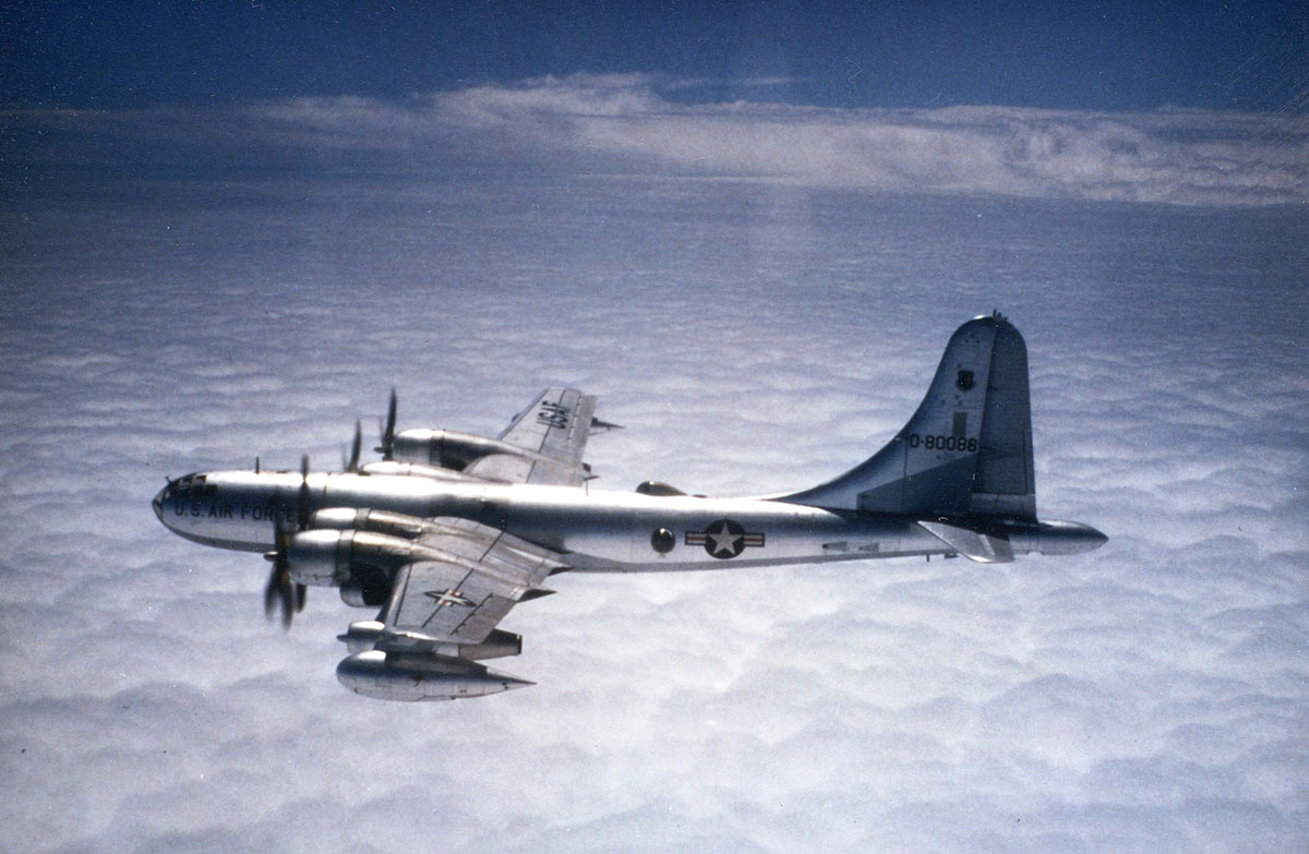The KB-50J is a variant of the B-29 airframe that was used to airial refuel fighters and bombers in the U.S. Air Force up until 1965. (U.S. Air Force, af.mil) The KB-50J is a variant of the B-29 airframe that was used to aerial refuel fighters and bombers in the U.S. Air Force up until 1965. (U.S. Air Force, af.mil)