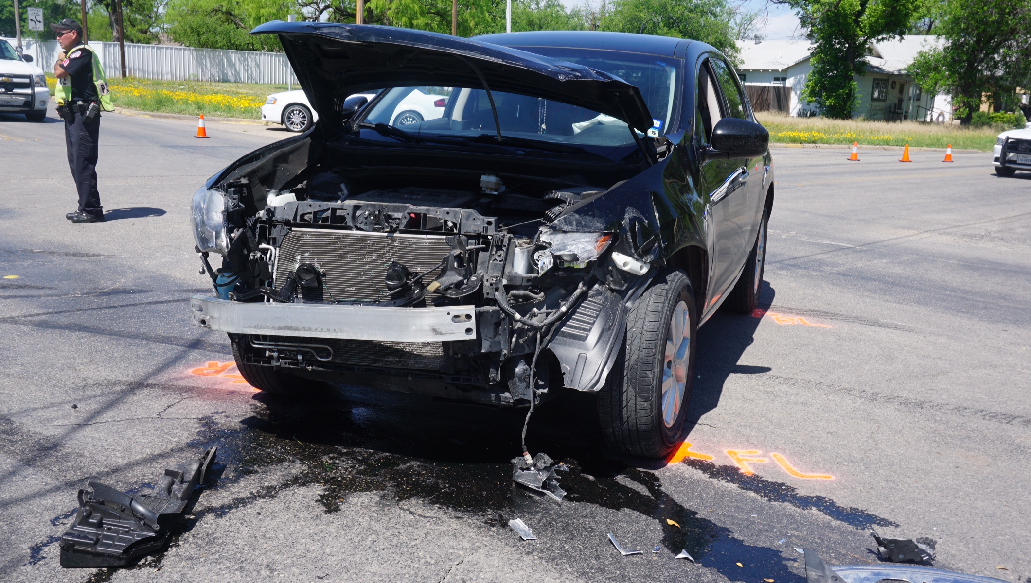 The Nissan SUV after colliding with the Ford Ranger, which rolled over as a result of the impact. (LIVE! Photo/John Basquez)