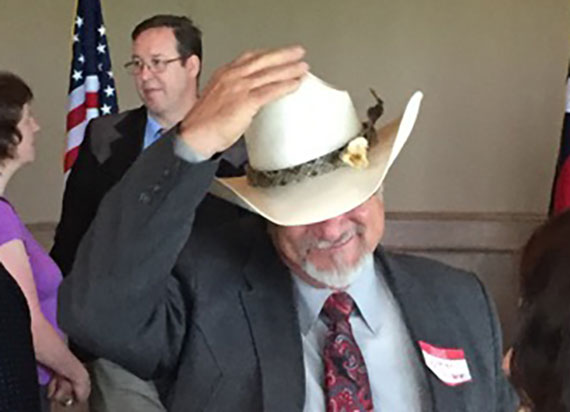Mayor Morrison's infamous rattlesnake hat. (LIVE! Photo/Joe Hyde) Mayor Morrison's infamous rattlesnake hat. (LIVE! Photo/Joe Hyde)