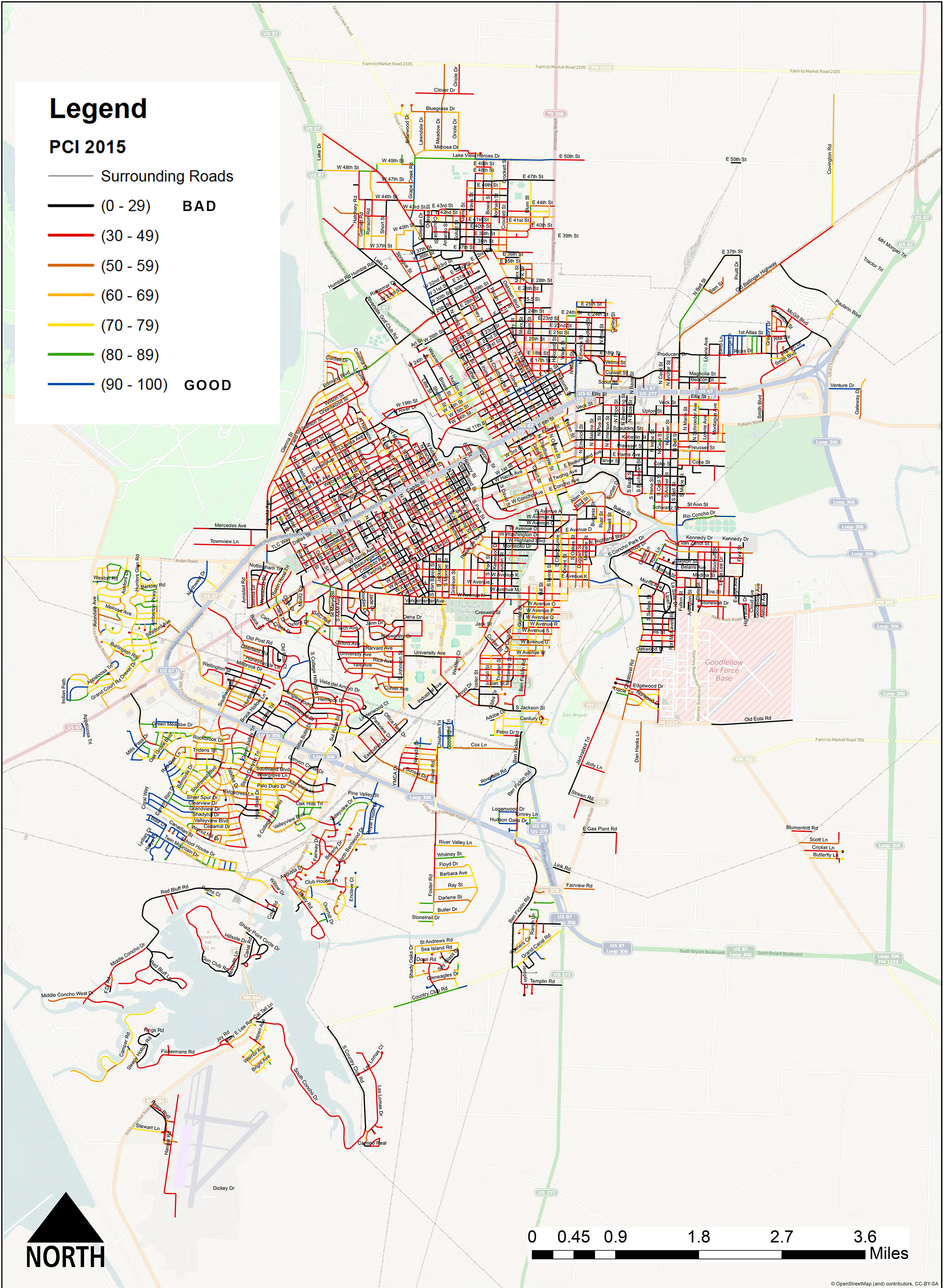 San Angelo Street Condition Survey Results, June 2, 2015. (Contributed/City of San Angelo) San Angelo Street Condition Survey Results, June 2, 2015. (Contributed/City of San Angelo)