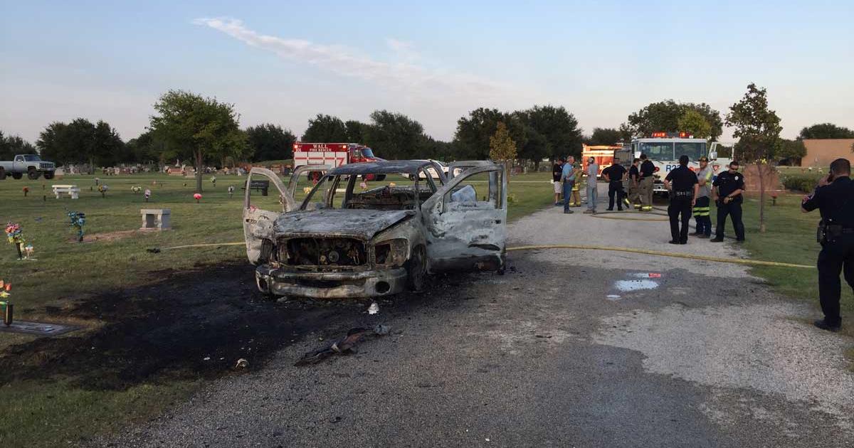 Man Sets His Pickup on Fire in Middle of Cemetery Man Sets His Pickup on Fire in Middle of Cemetery