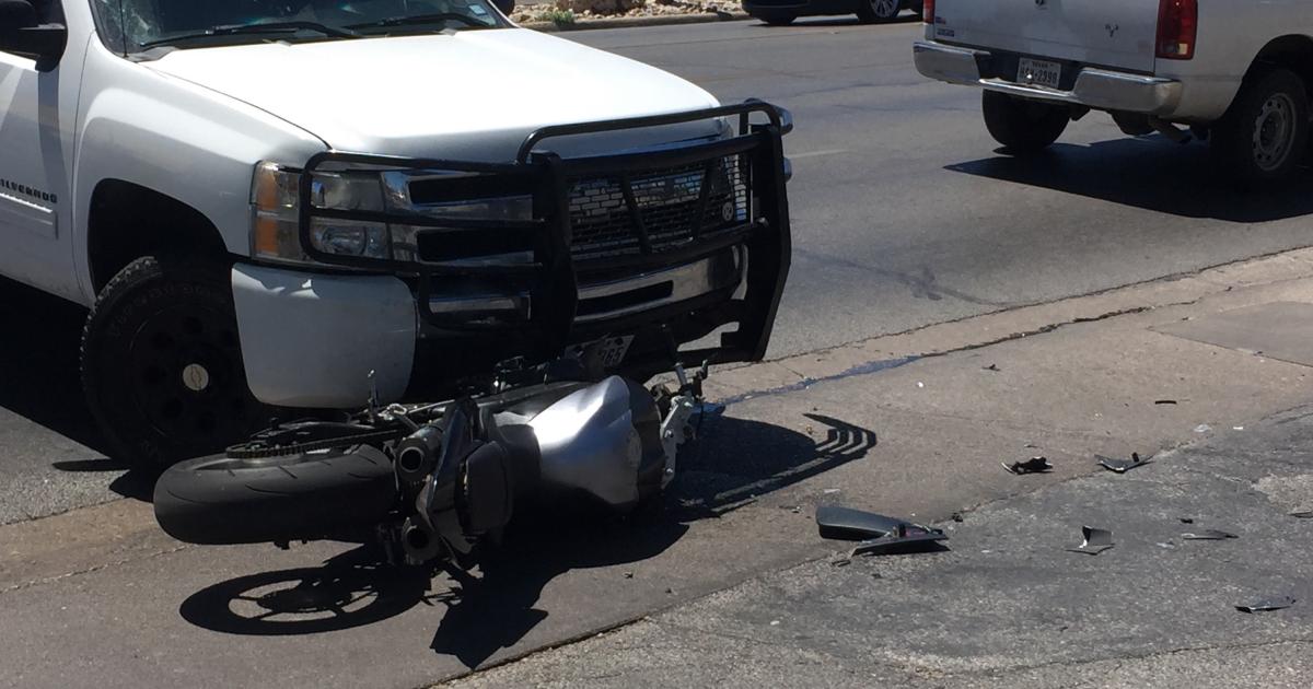 Pickup Driver Turns Left into Motorcyclist on Sherwood Way. (LIVE! Photo/Megan Holmquest) Pickup Driver Turns Left into Motorcyclist on Sherwood Way. (LIVE! Photo/Megan Holmquest)