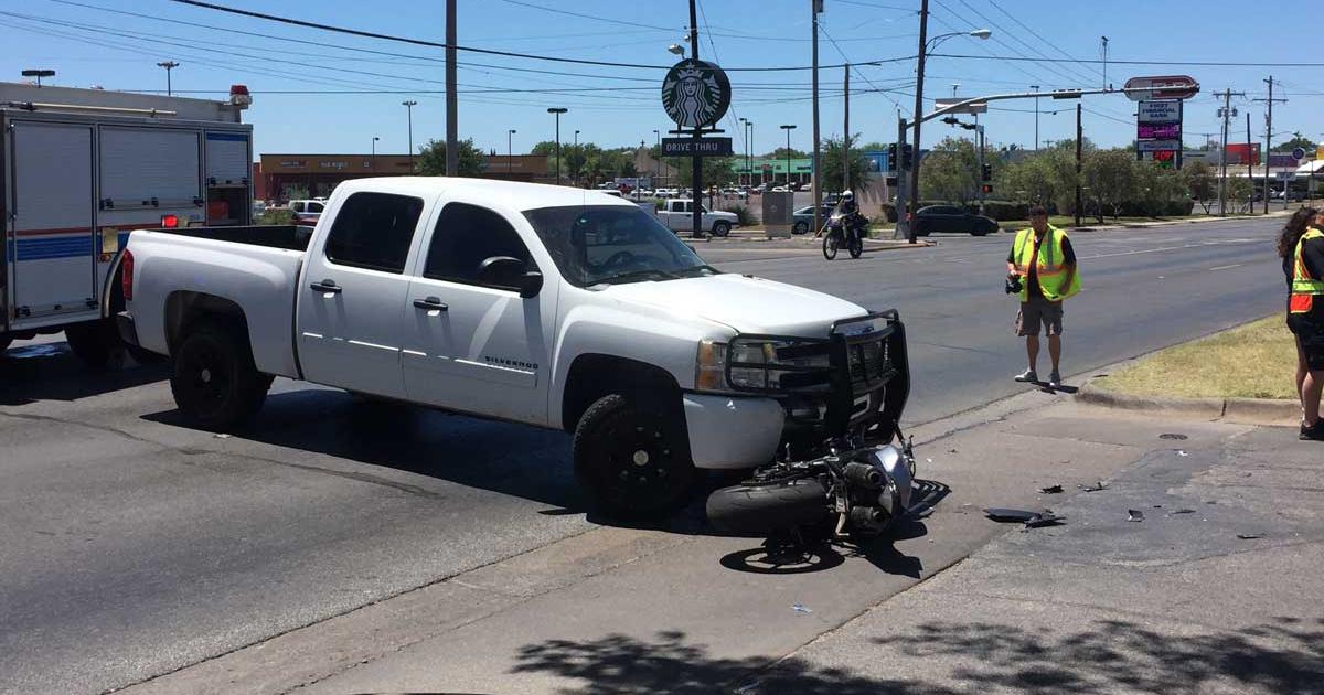 Pickup Driver Turns Left into Motorcyclist on Sherwood Way. (LIVE! Photo/Megan Holmquest) Pickup Driver Turns Left into Motorcyclist on Sherwood Way. (LIVE! Photo/Megan Holmquest)