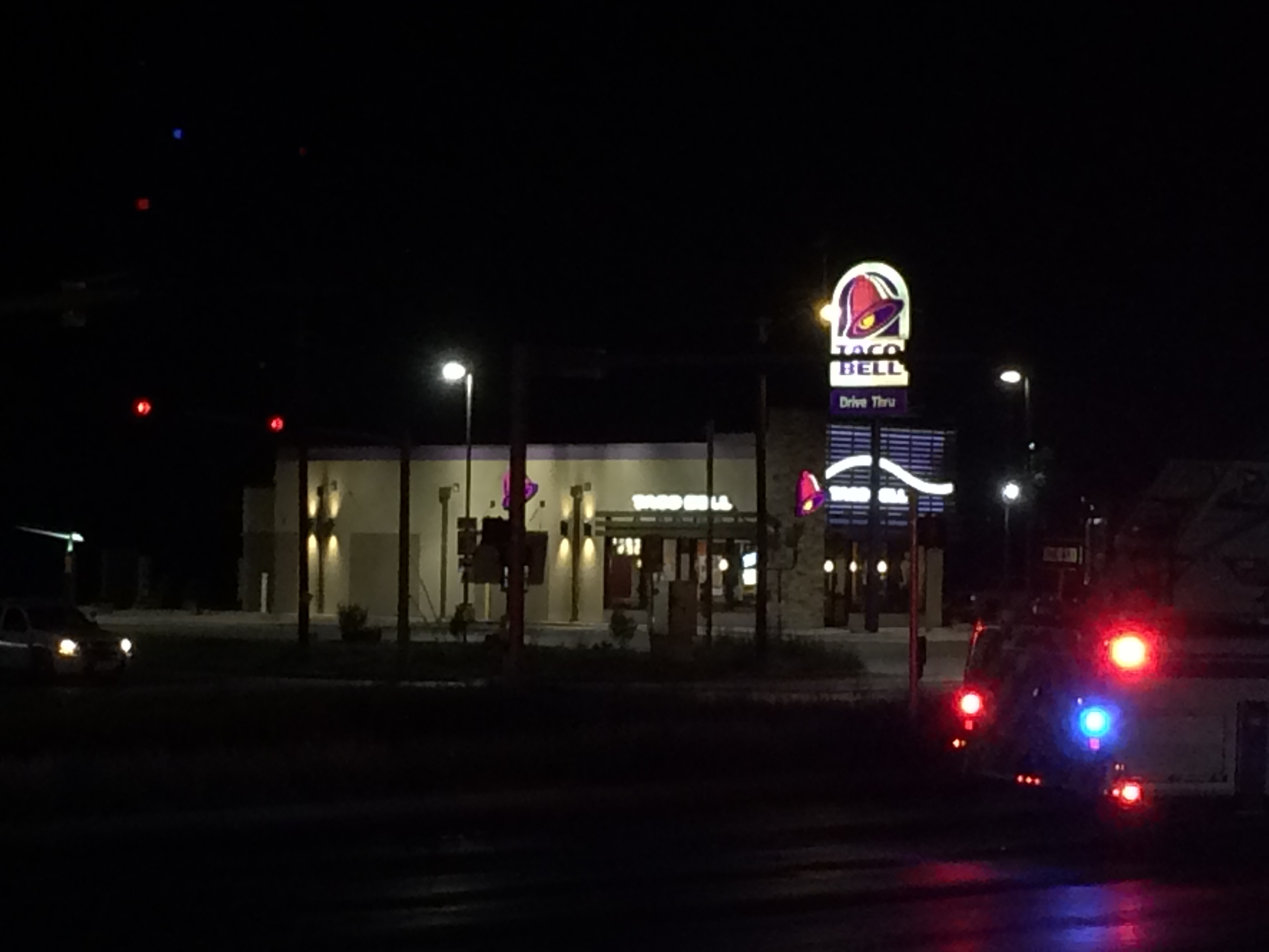 After receiving her citations, the driver of the Dodge Avenger retired to Taco Bell for a late night snack. (LIVE! Photo/John Basquez) After receiving her citations, the driver of the Dodge Avenger retired to Taco Bell for a late night snack. (LIVE! Photo/John Basquez)