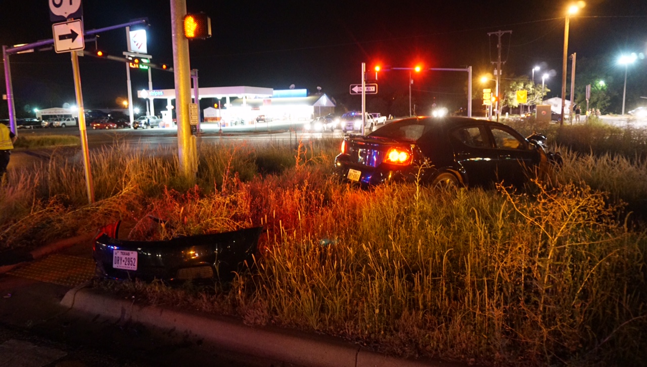 The Dodge Avenger bumper departed the vehicle. (LIVE! Photo/John Basquez) The Dodge Avenger bumper departed the vehicle. (LIVE! Photo/John Basquez)