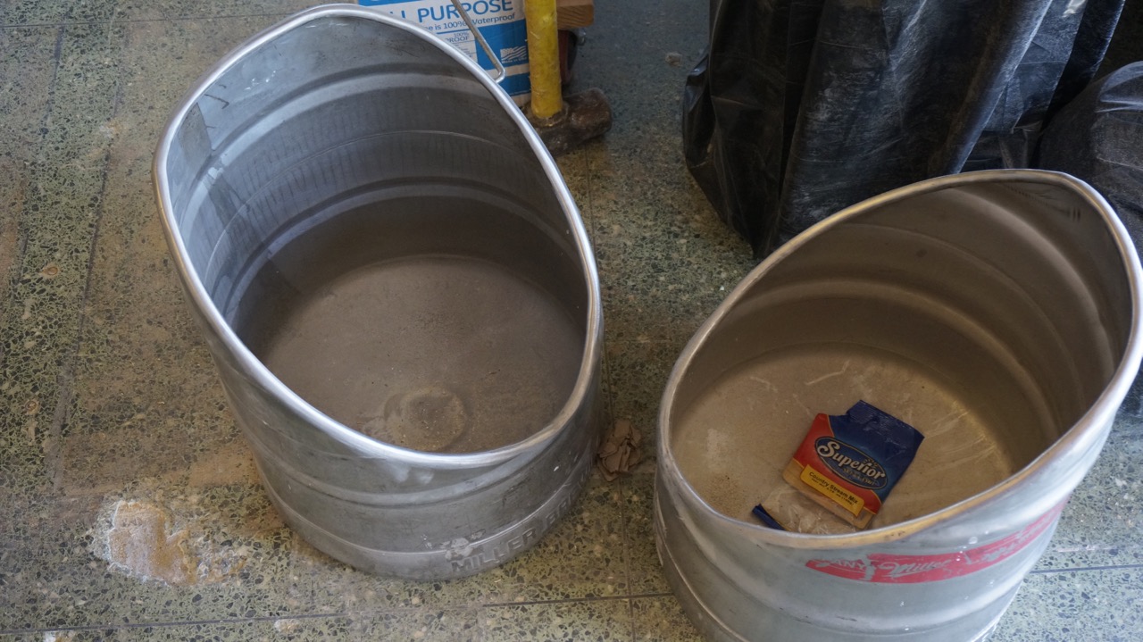 These were formerly beer kegs that the partners desire to repurpose as urinals for the men’s room, if the city code compliance inspectors will allow it. (LIVE! Photo/Joe Hyde) These were formerly beer kegs that the partners desire to repurpose as urinals for the men’s room, if the city code compliance inspectors will allow it. (LIVE! Photo/Joe Hyde)