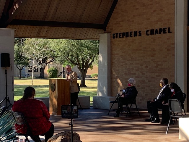 Steve Stephens Speaking at the Stephens Chapel at Angelo State