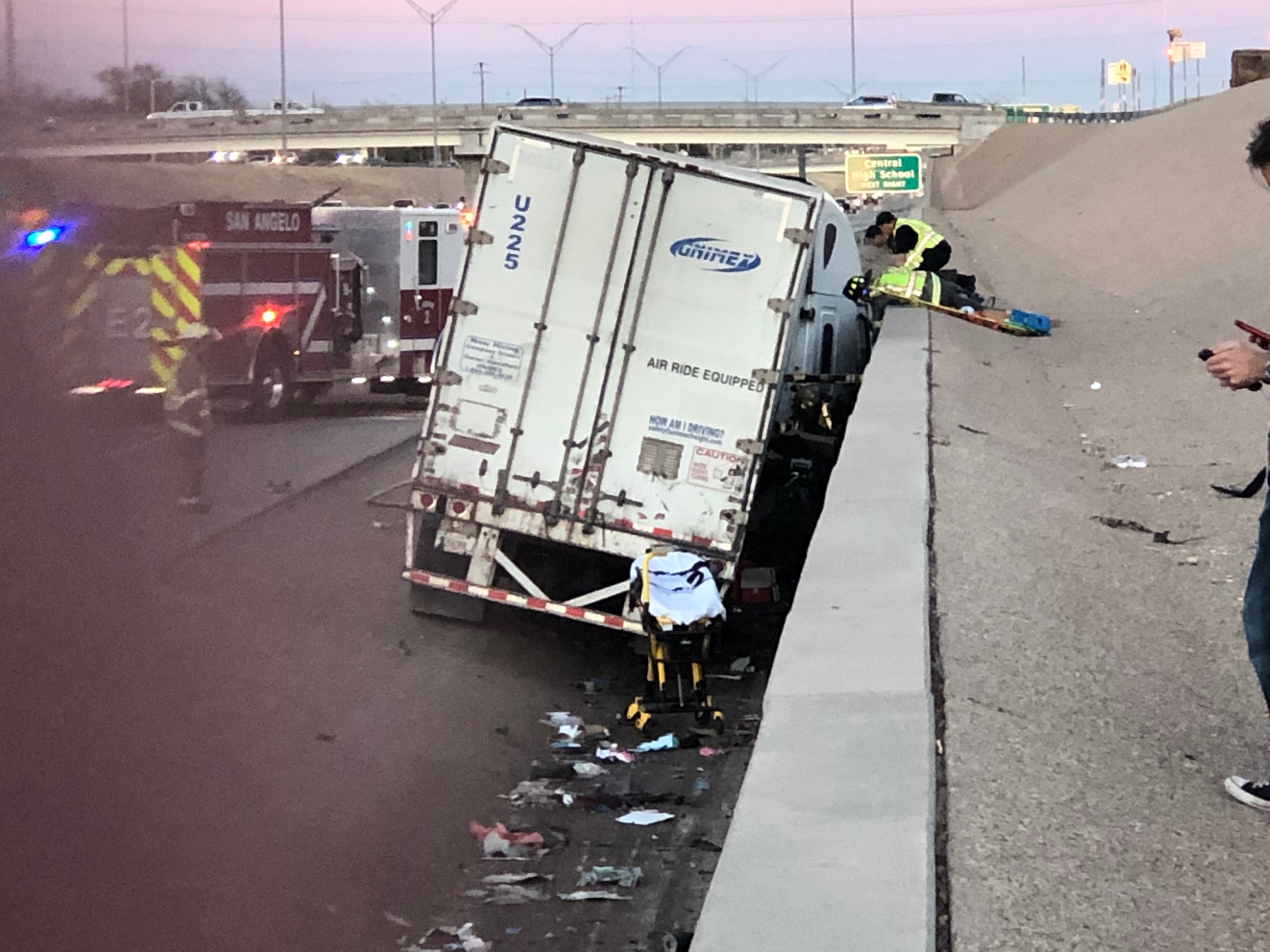 18-wheeler crushes car on Houston Harte with Woman Inside
