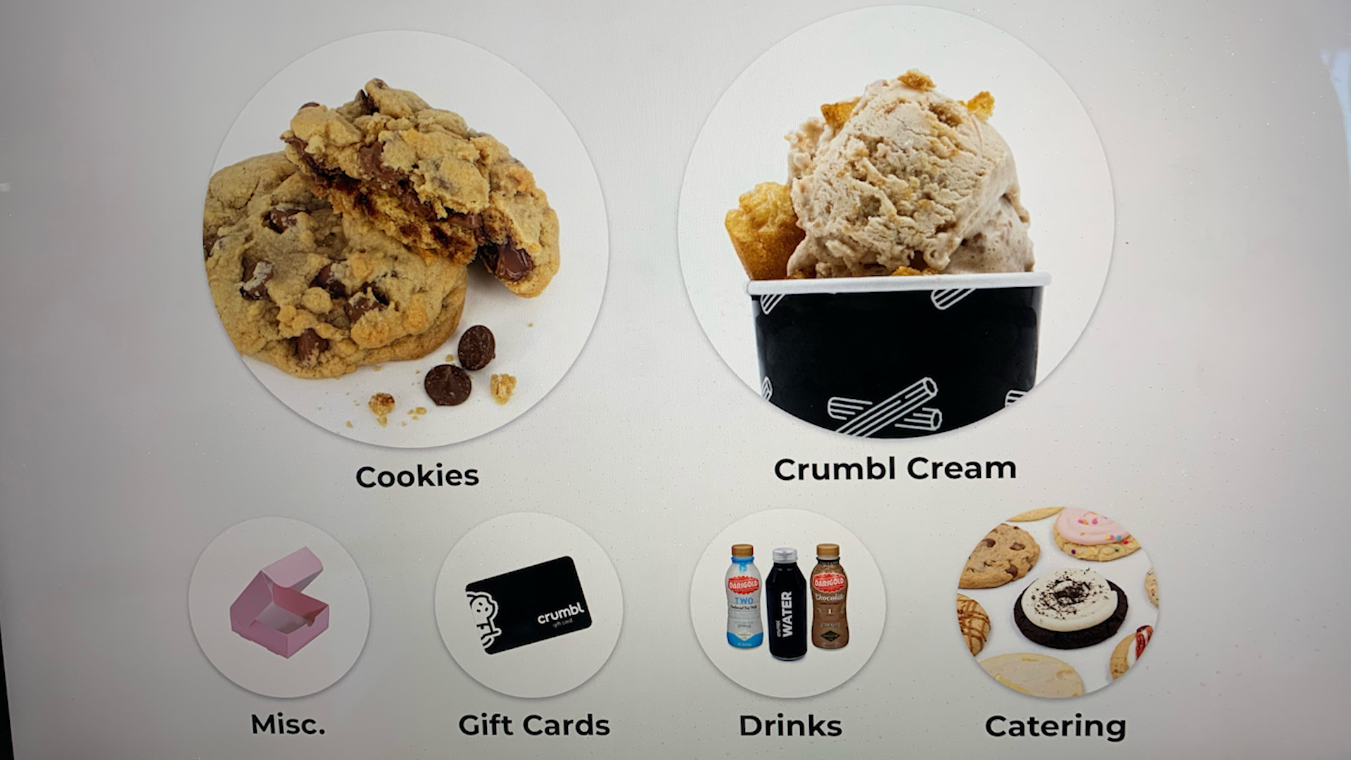 Crumble Cookie Preview Menu