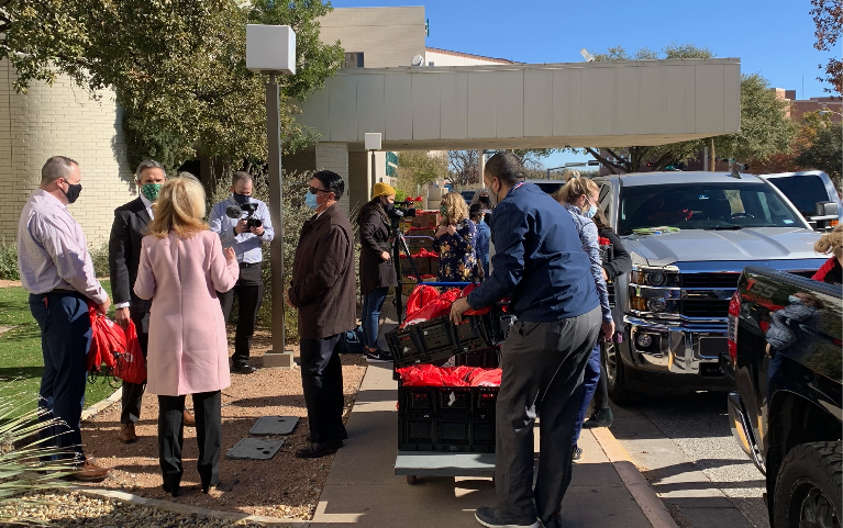 Unloading 850 Goodie Bags from H-E-B