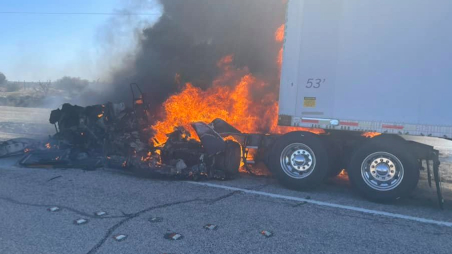Massive Truck Fire Shuts Down I-10 Near Sonora