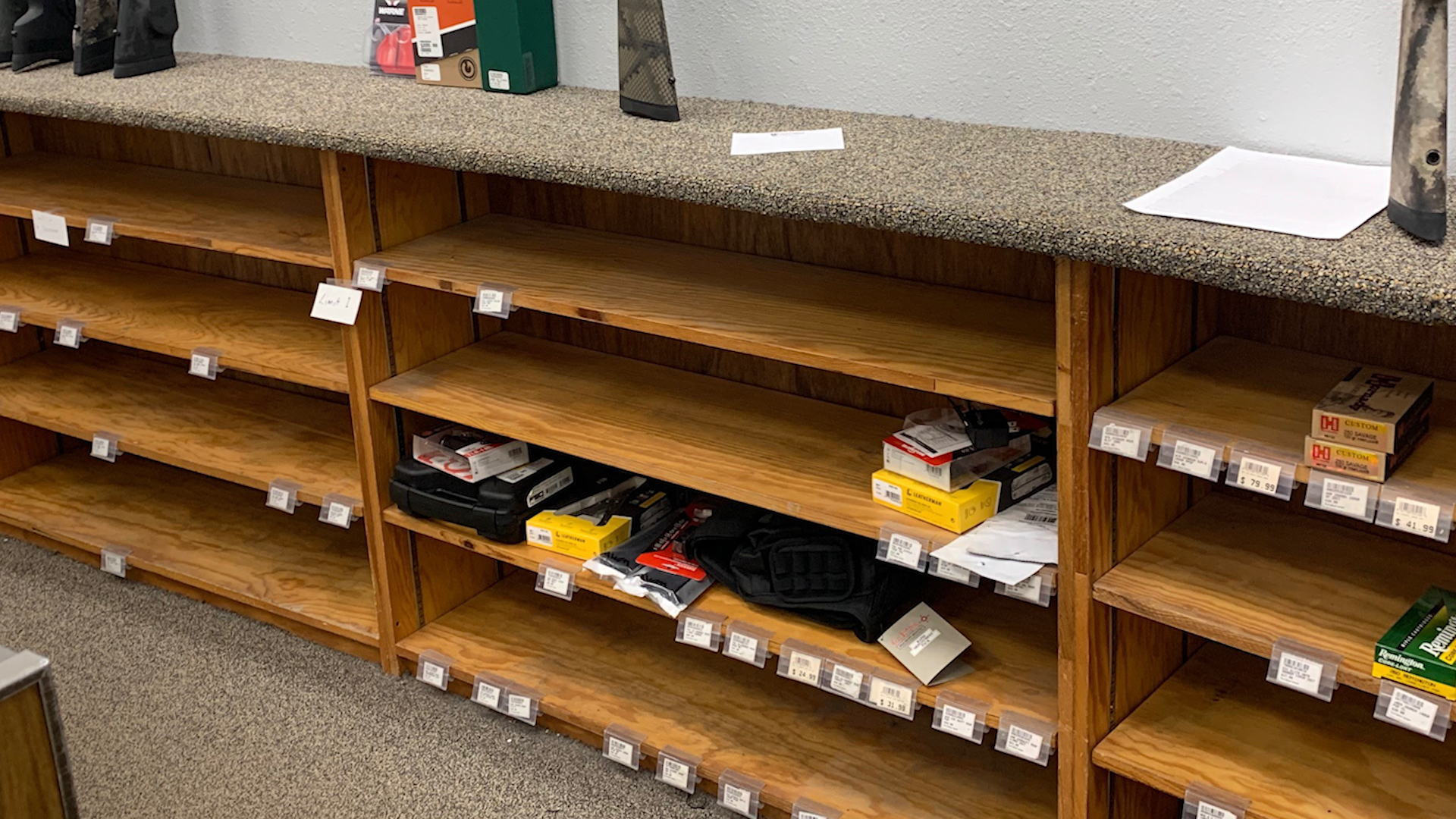 Empty Ammo Shelves at the Outdoorsman
