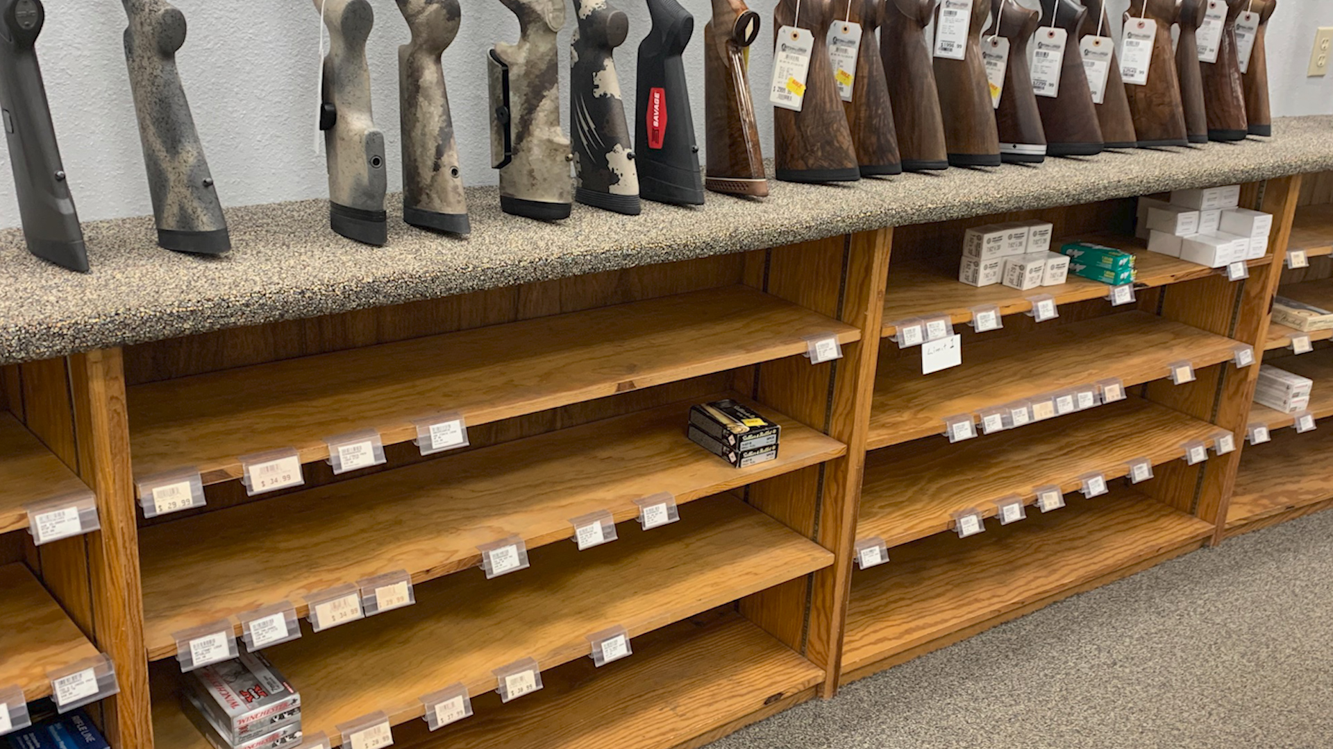 Empty Ammo Shelves at the Outdoorsman