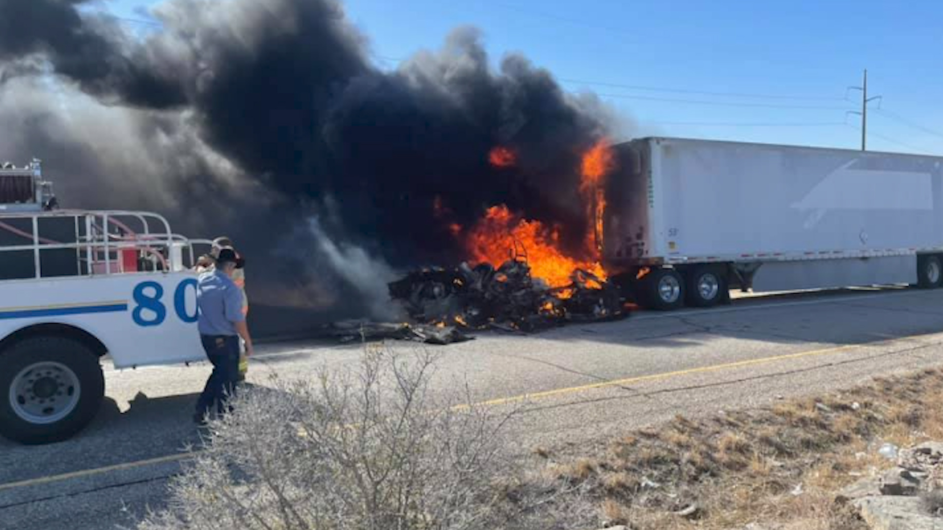 Massive Truck Fire Shuts Down I-10 Near Sonora