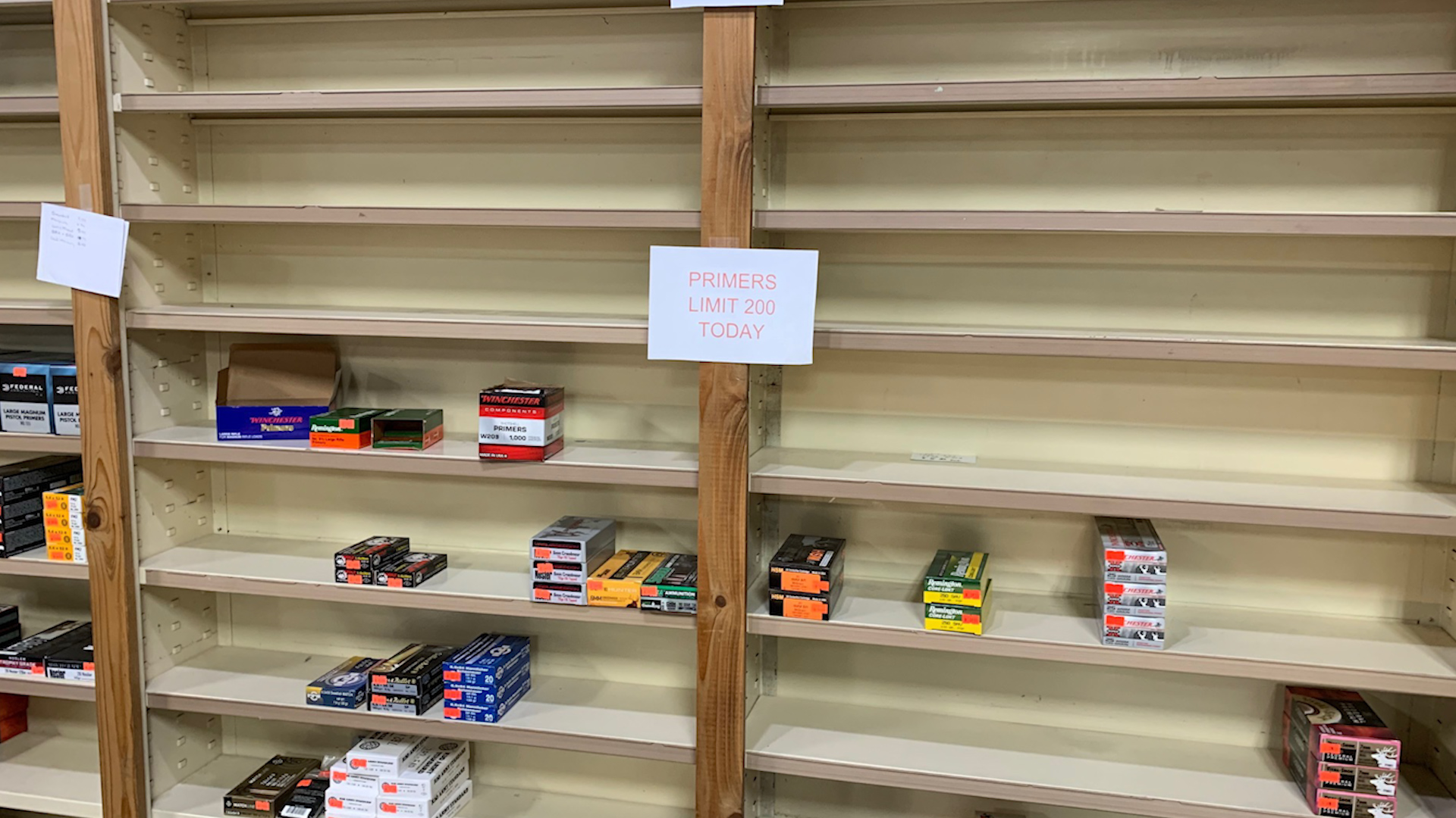 Empty Ammo Shelves at the Texas Gun Shop