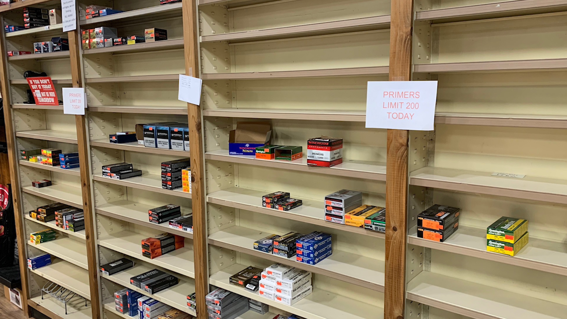 Empty Ammo Shelves at the Texas Gun Shop