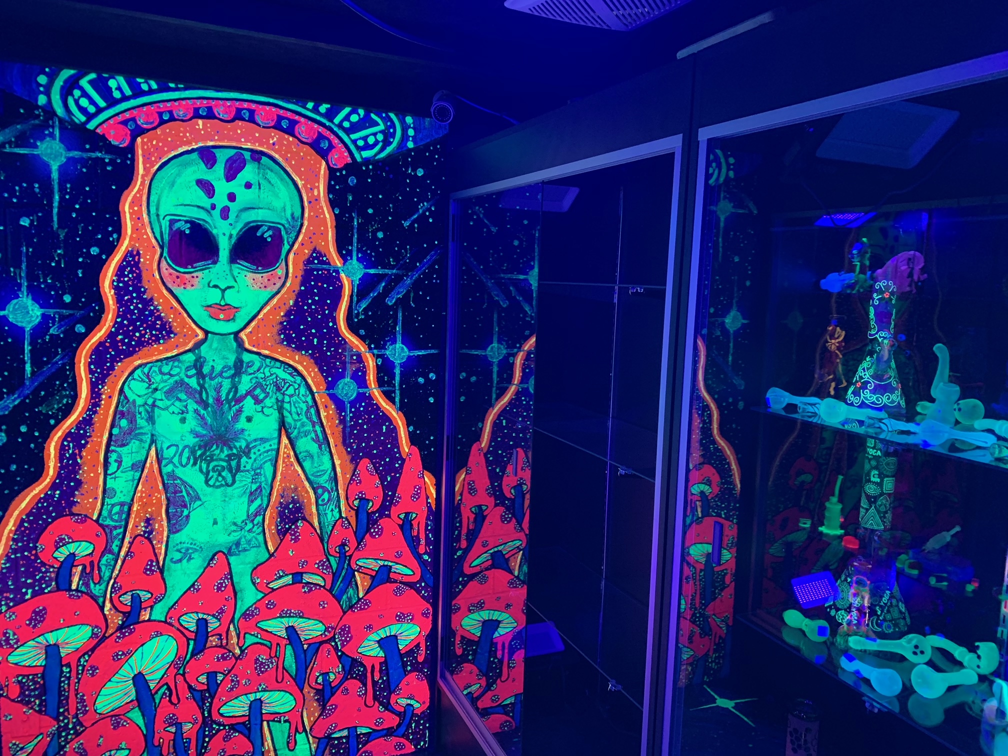 Inside of the Black Out Closet at Lifted Smoke and Vape