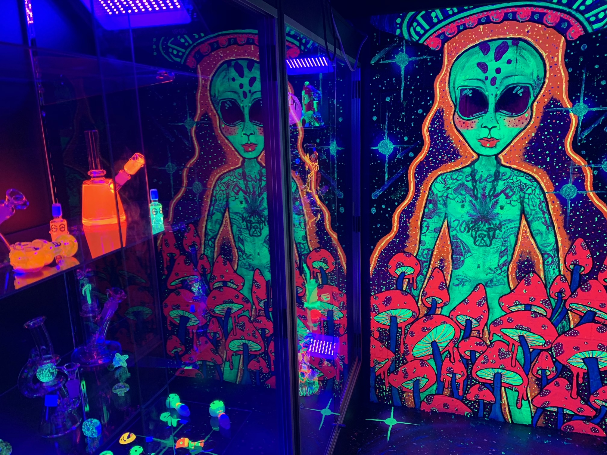 Inside of the Black Out Closet at Lifted Smoke and Vape