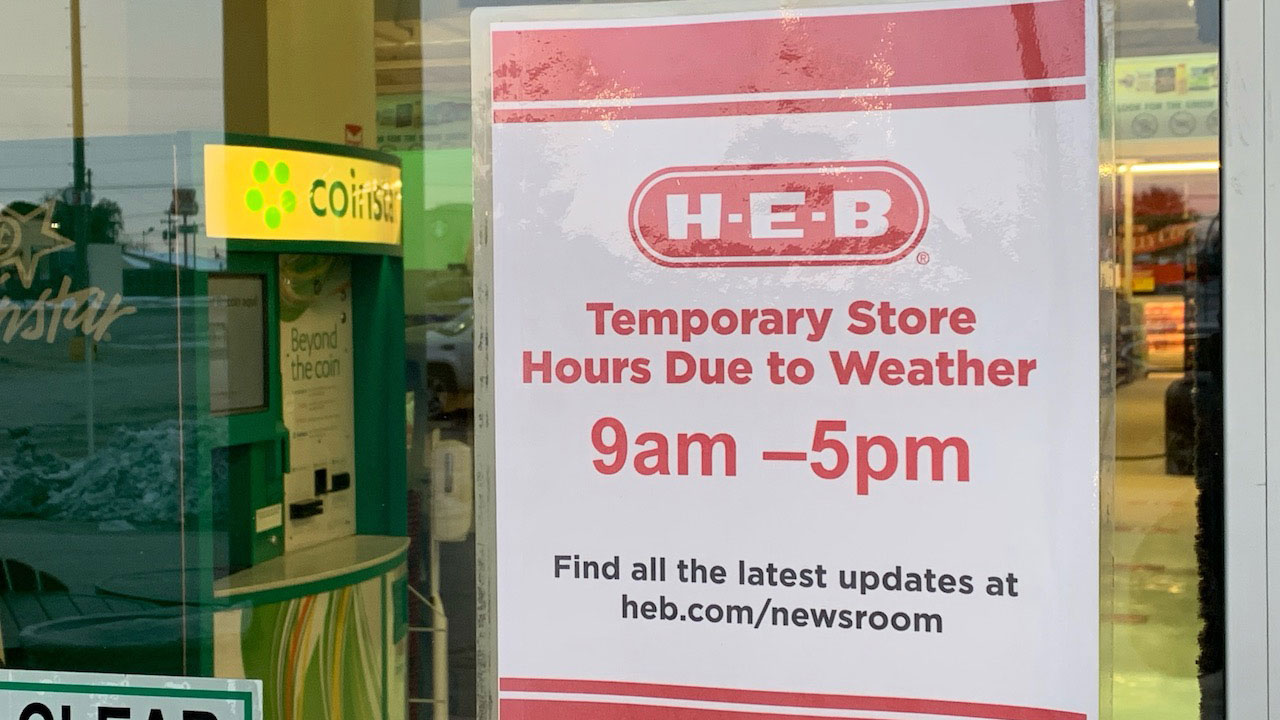 The HEB on Sherwood Way at Ave. N is closed at 5 p.m. due to weather
