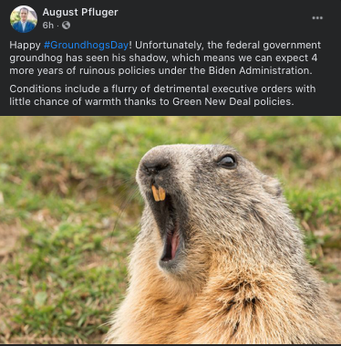 August Pfluger on Groundhog Day August Pfluger on Groundhog Day