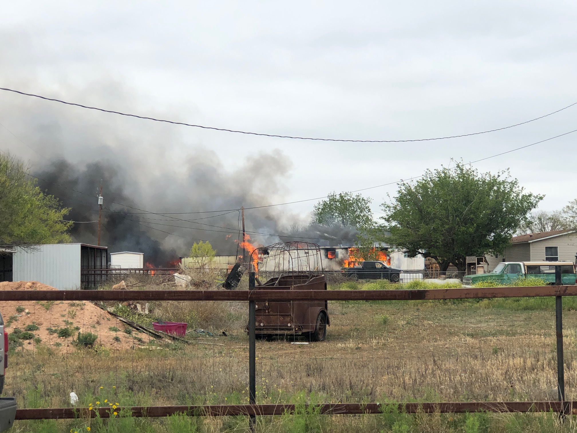 Tom Green County Volunteer Firefighters are battling a major structure fire on Raccoon Rd. in Grape Creek Thursday afternoon. 