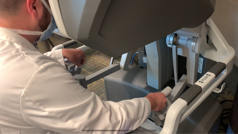 Dr. Brown Working with the Da Vinci Xi Surgical System
