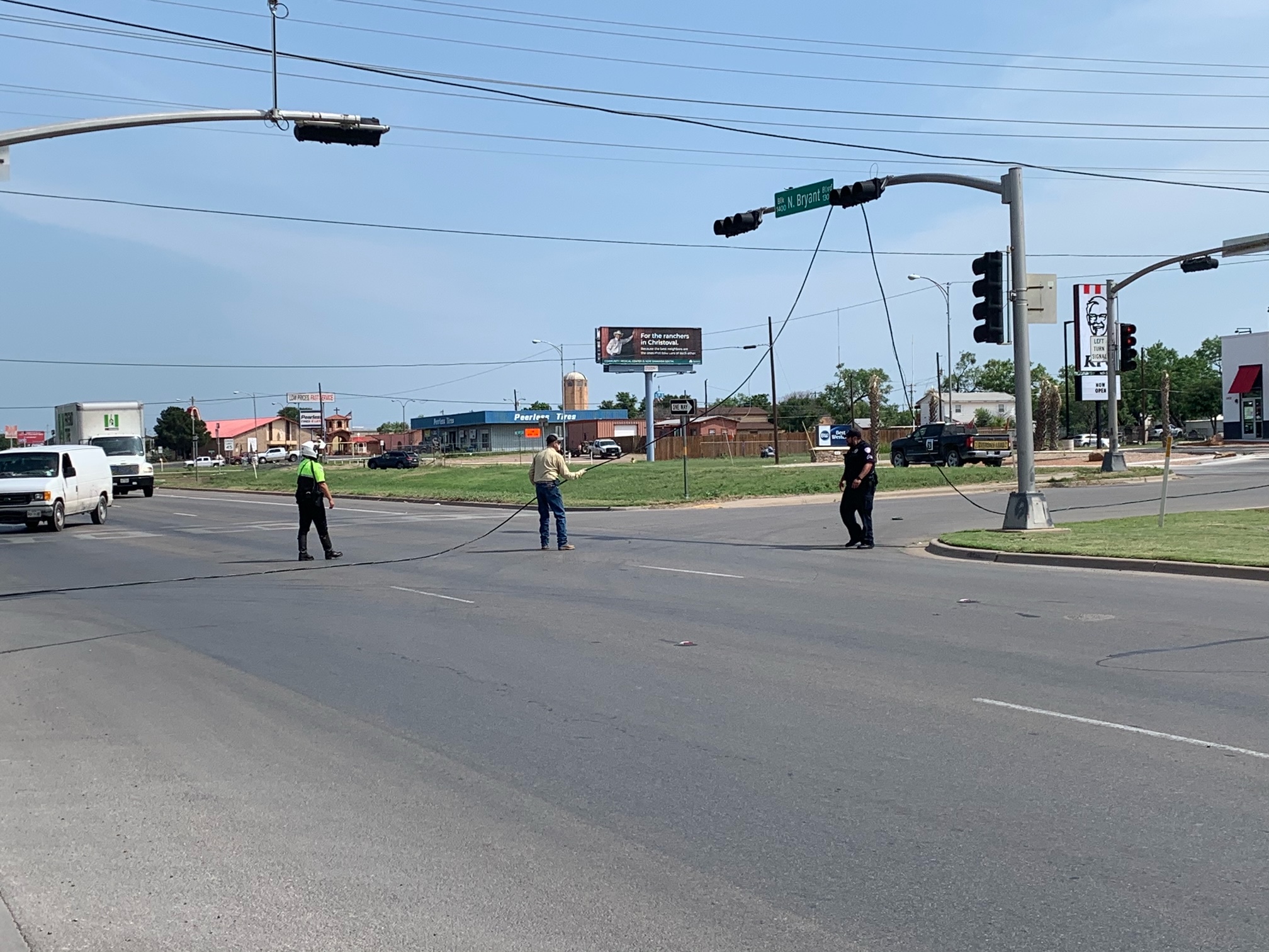 Oversized Load Takes Out Power Line (LIVE! Photo/Matt Trammell)