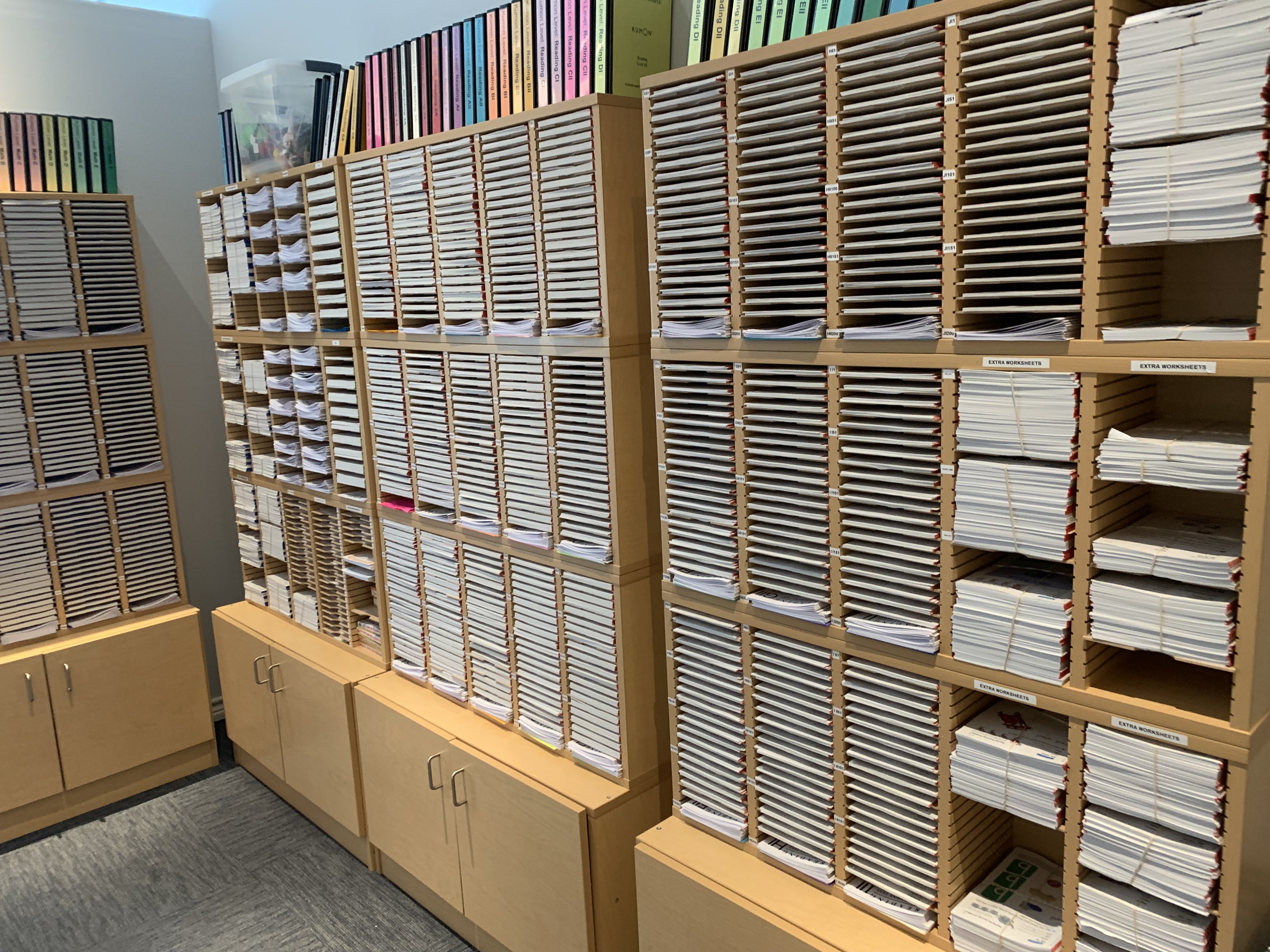 Where the worksheets are held at Kumon