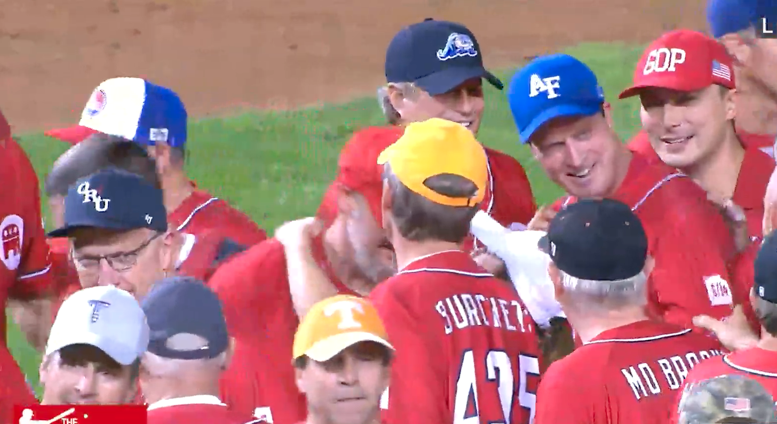 Republican Baseball Team Celebrating Fist Win Since 2016