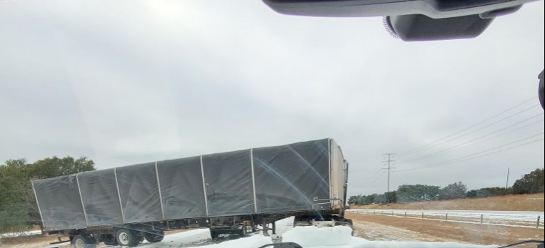Jack-knifed Semi-Truck on I-10 near Kerrville