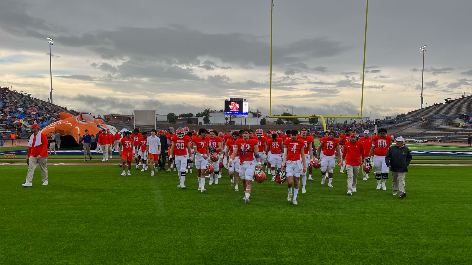 San Angelo Central departs the field after warmup for the El Paso Montwood game on Sept. 2, 2022
