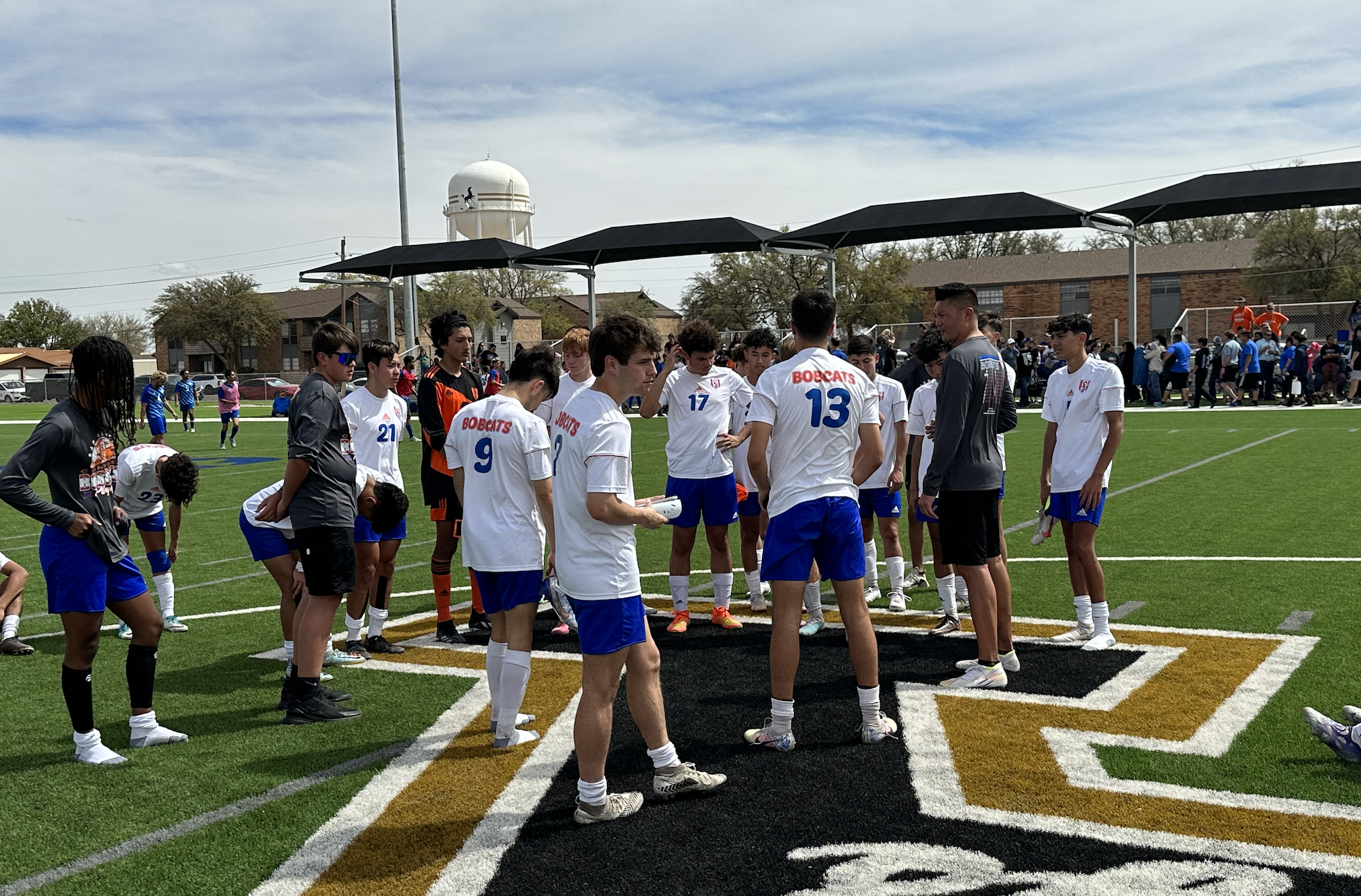 Coach Vu speaks to his team after the loss to Eastlake