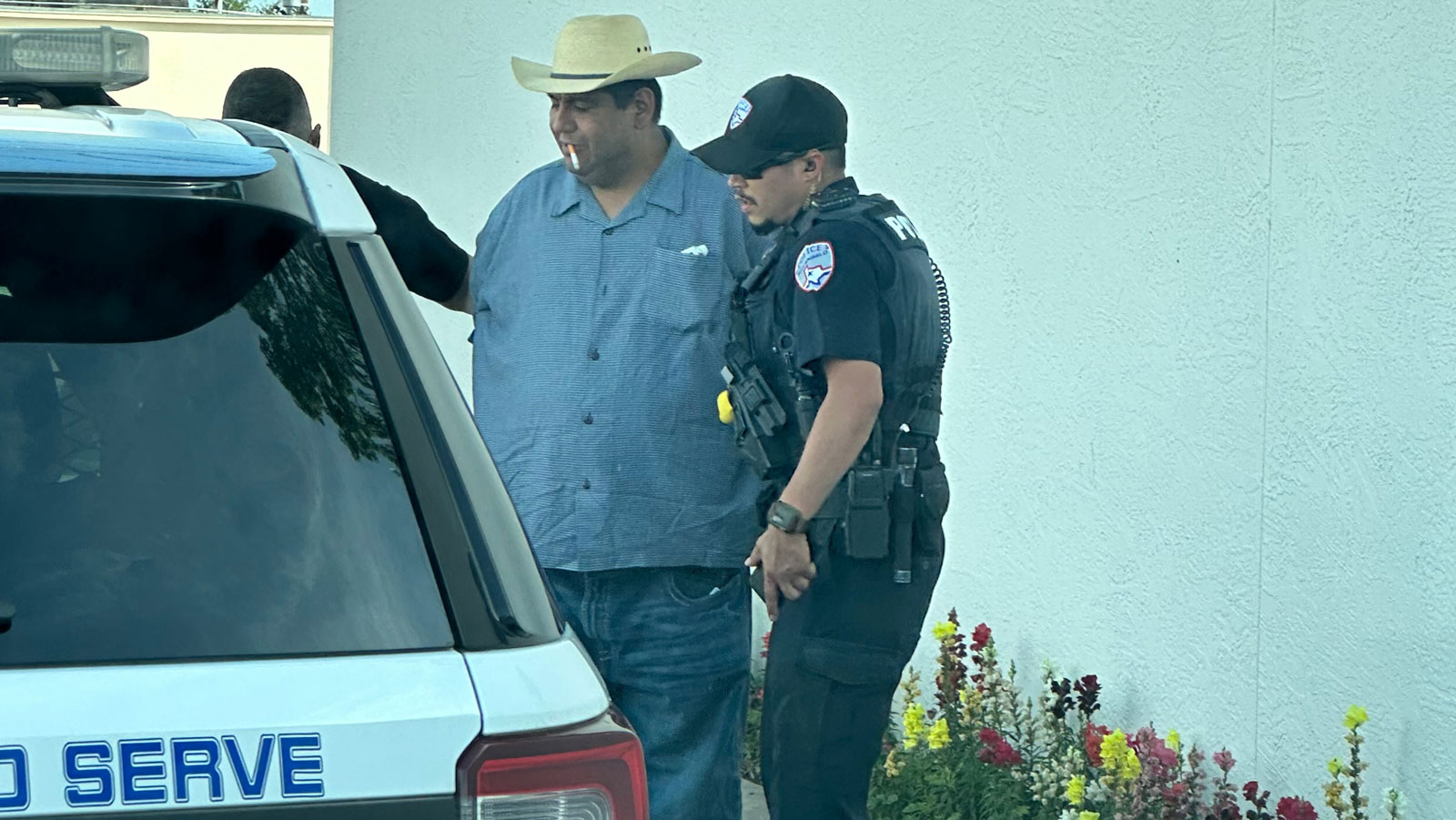 When the suspect Gerarrdo Lopez was arrested, he was still wearing the farmer's hat! When the suspect Gerarrdo Lopez was arrested, he was still wearing the farmer's hat!