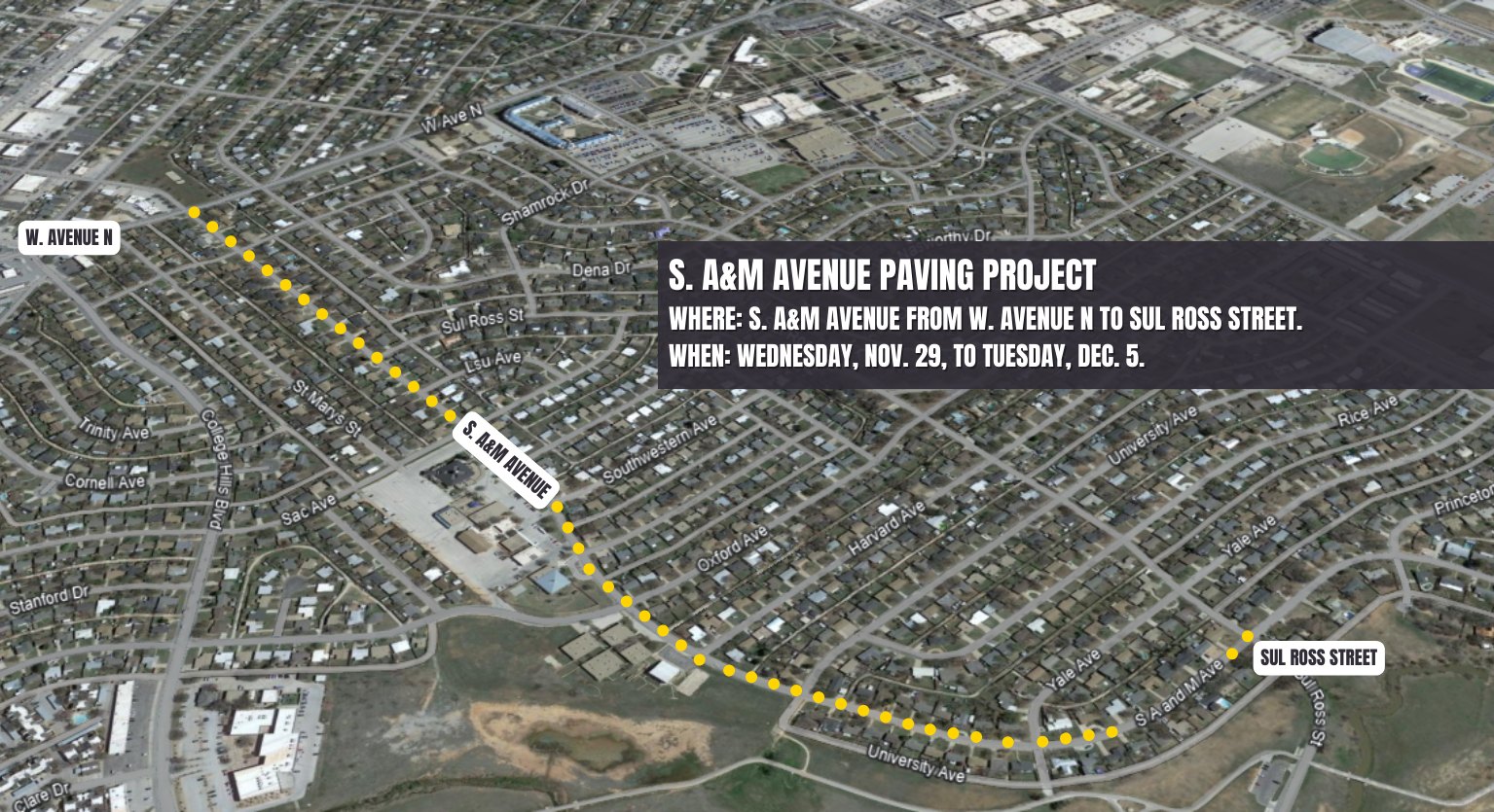 A&M Ave. Paving to Close Roadway Wednesday