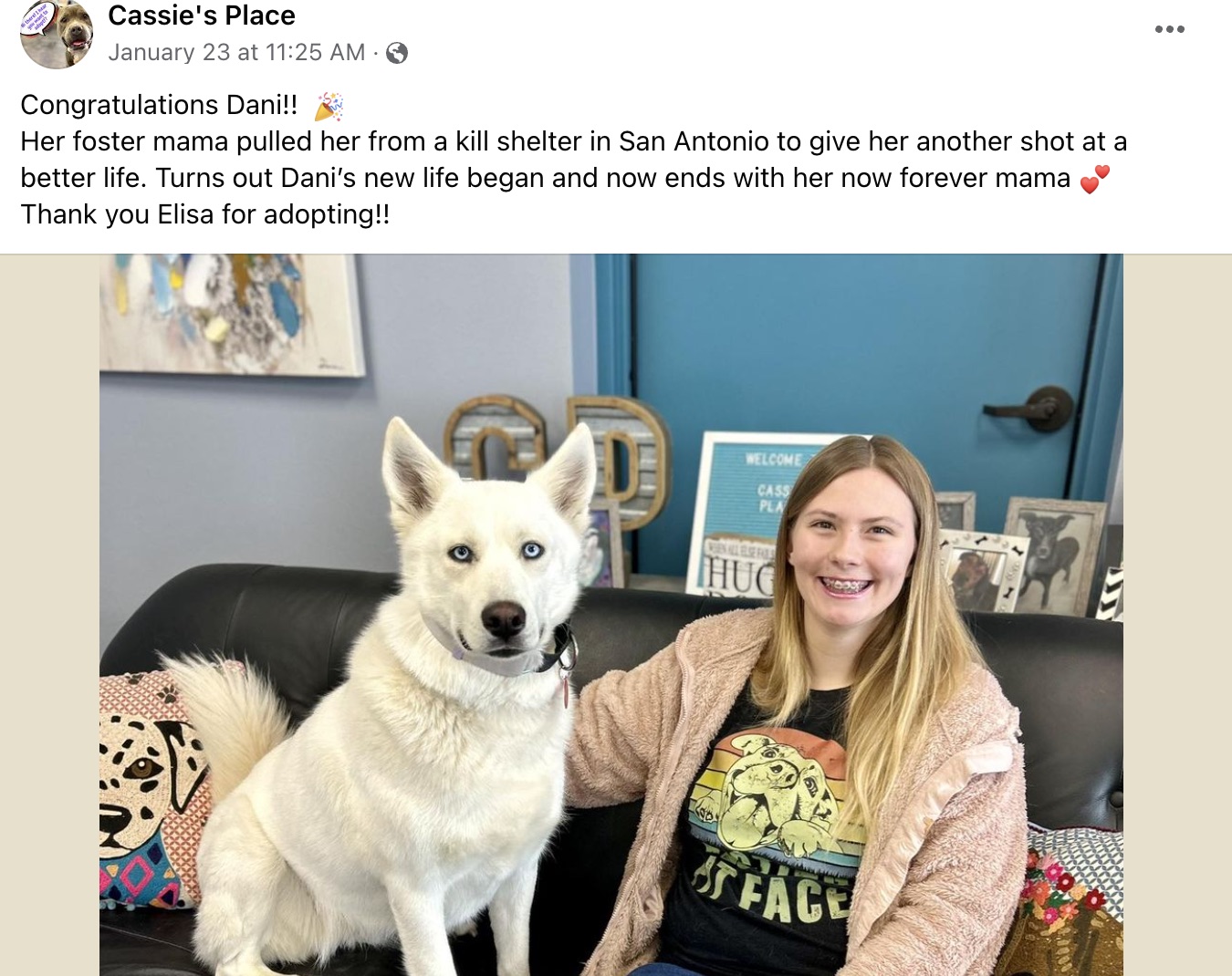 Cassie's Place FB Post Cassie's Place FB Post