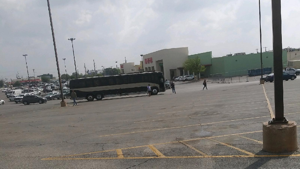 A mysterious bus full of males was unloaded at the old H-E-B parking lot on Wednesday at around 11:30 a.m. A mysterious bus full of males was unloaded at the old H-E-B parking lot on Wednesday at around 11:30 a.m.