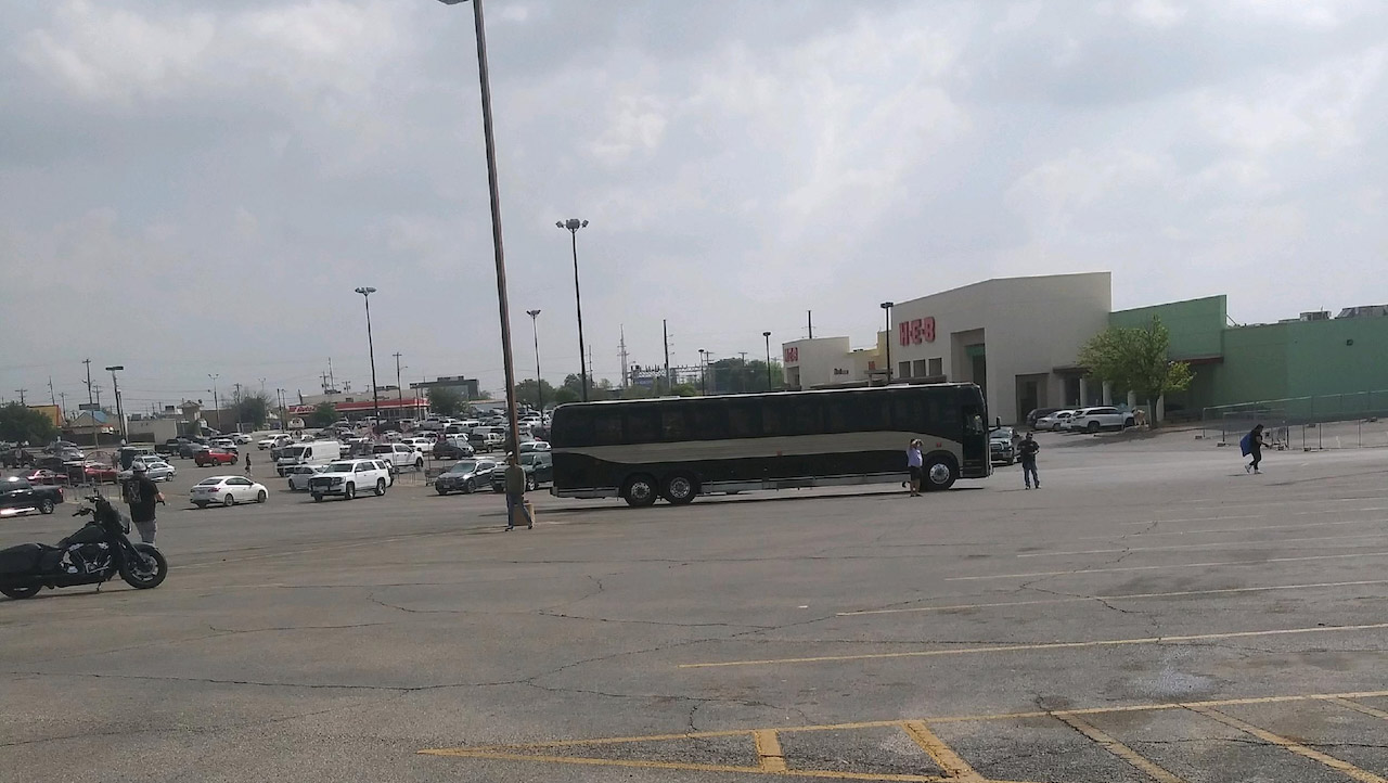 A mysterious bus full of males was unloaded at the old H-E-B parking lot on Wednesday at around 11:30 a.m. A mysterious bus full of males was unloaded at the old H-E-B parking lot on Wednesday at around 11:30 a.m.
