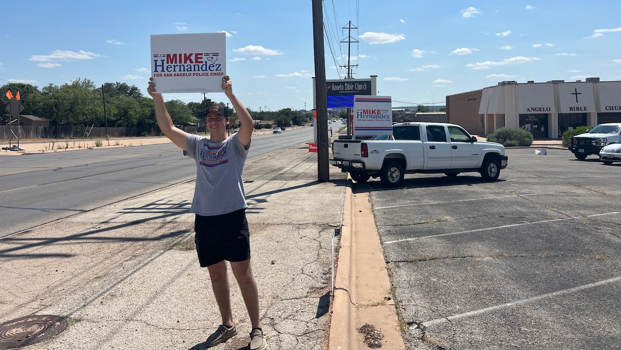 Outside the Angelo Bible Church voting center during the 2024 Police Chief Runoff Election on June 15, 2024.