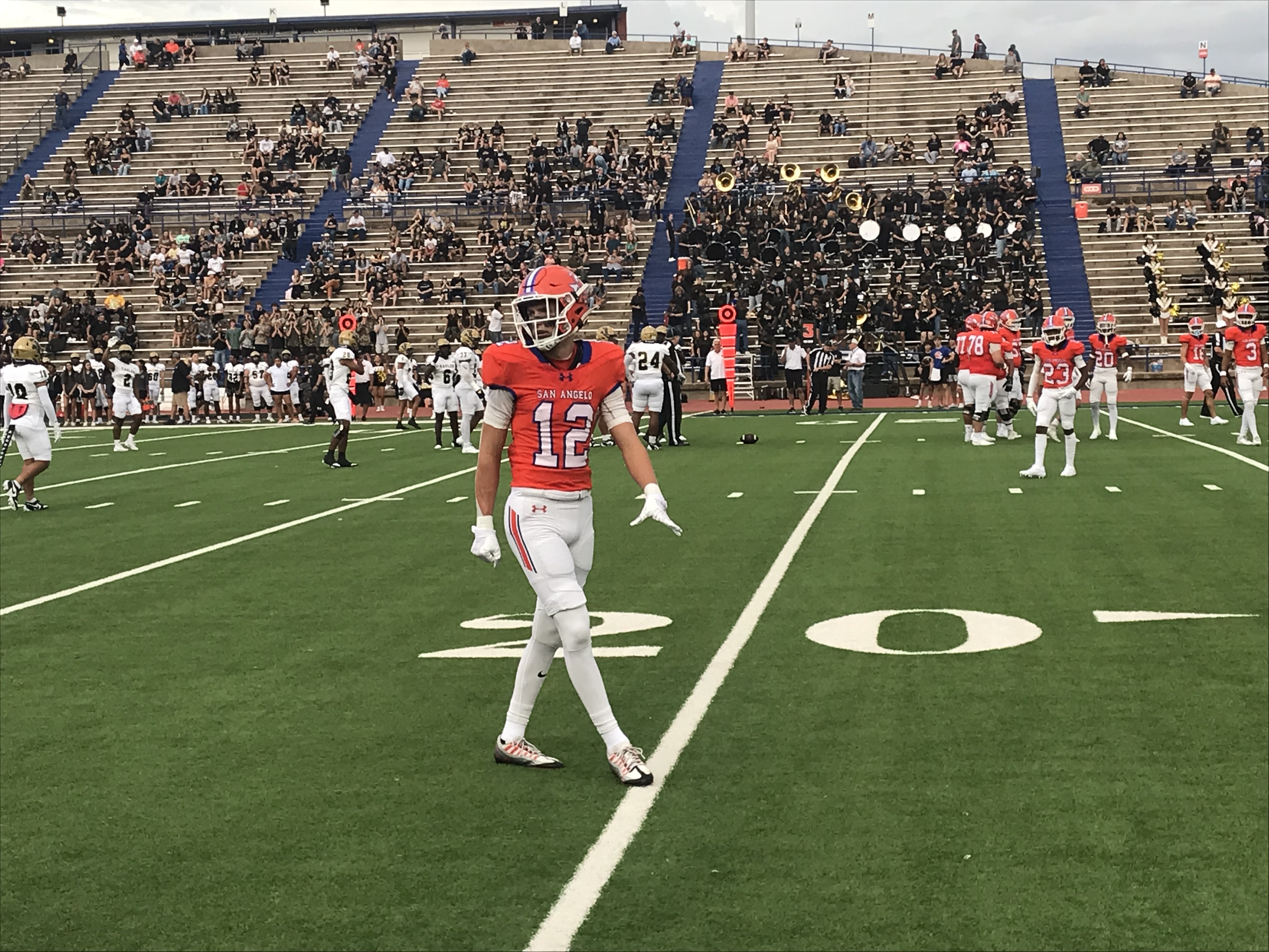 San Angelo Central wide receiver Colton Hill had 10 catches for 94 yards and a touchdown Friday against Abilene High at San Angelo Stadium. San Angelo Central wide receiver Colton Hill had 10 catches for 94 yards and a touchdown Friday against Abilene High at San Angelo Stadium.
