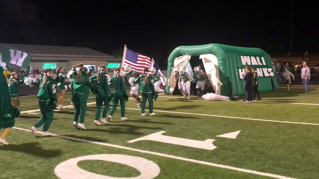 Wall Hawks entrance to face the Stanton Buffaloes in Wall on Nov 8, 2024.